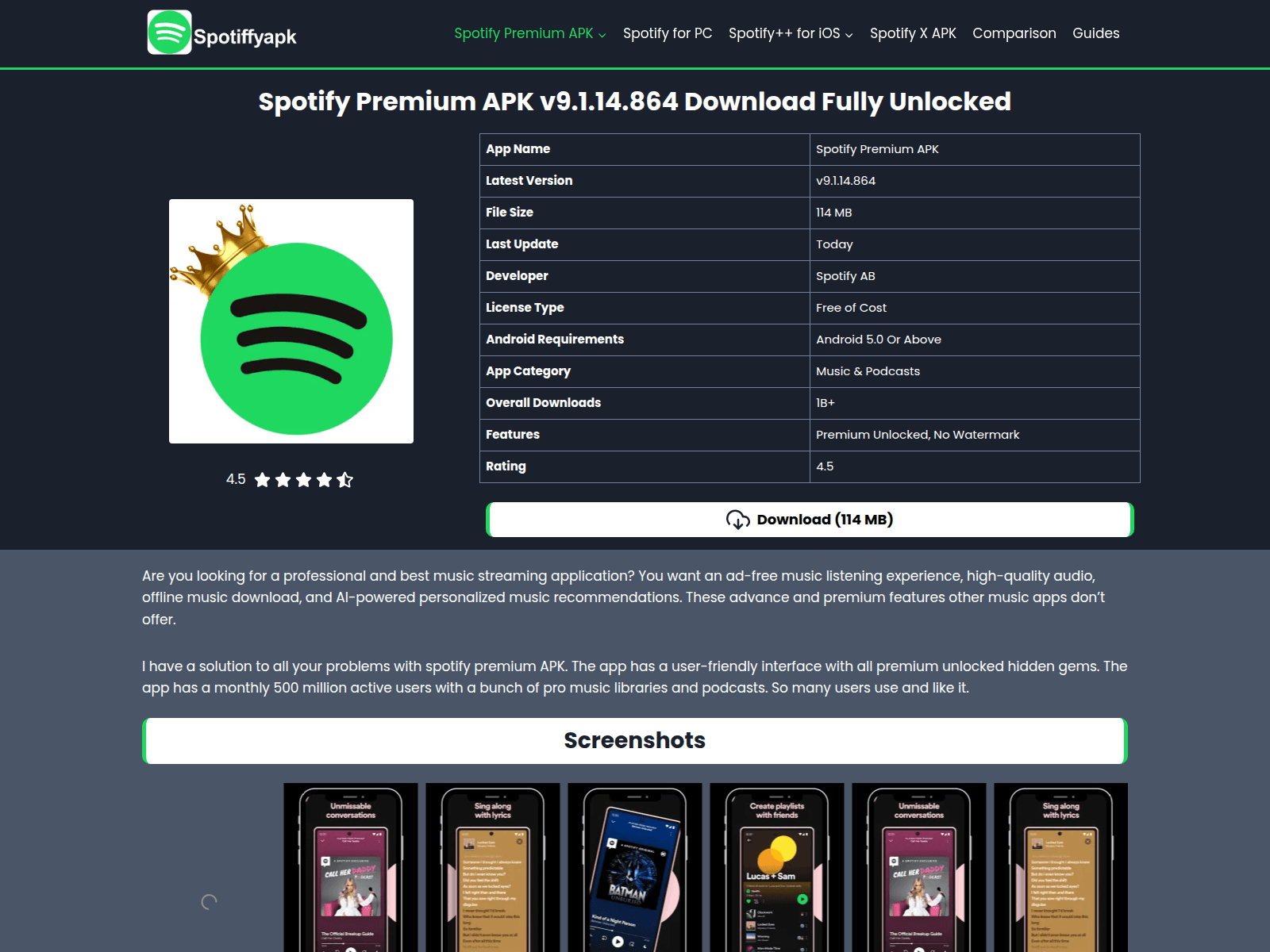 Screenshot of spotifyapk.co
