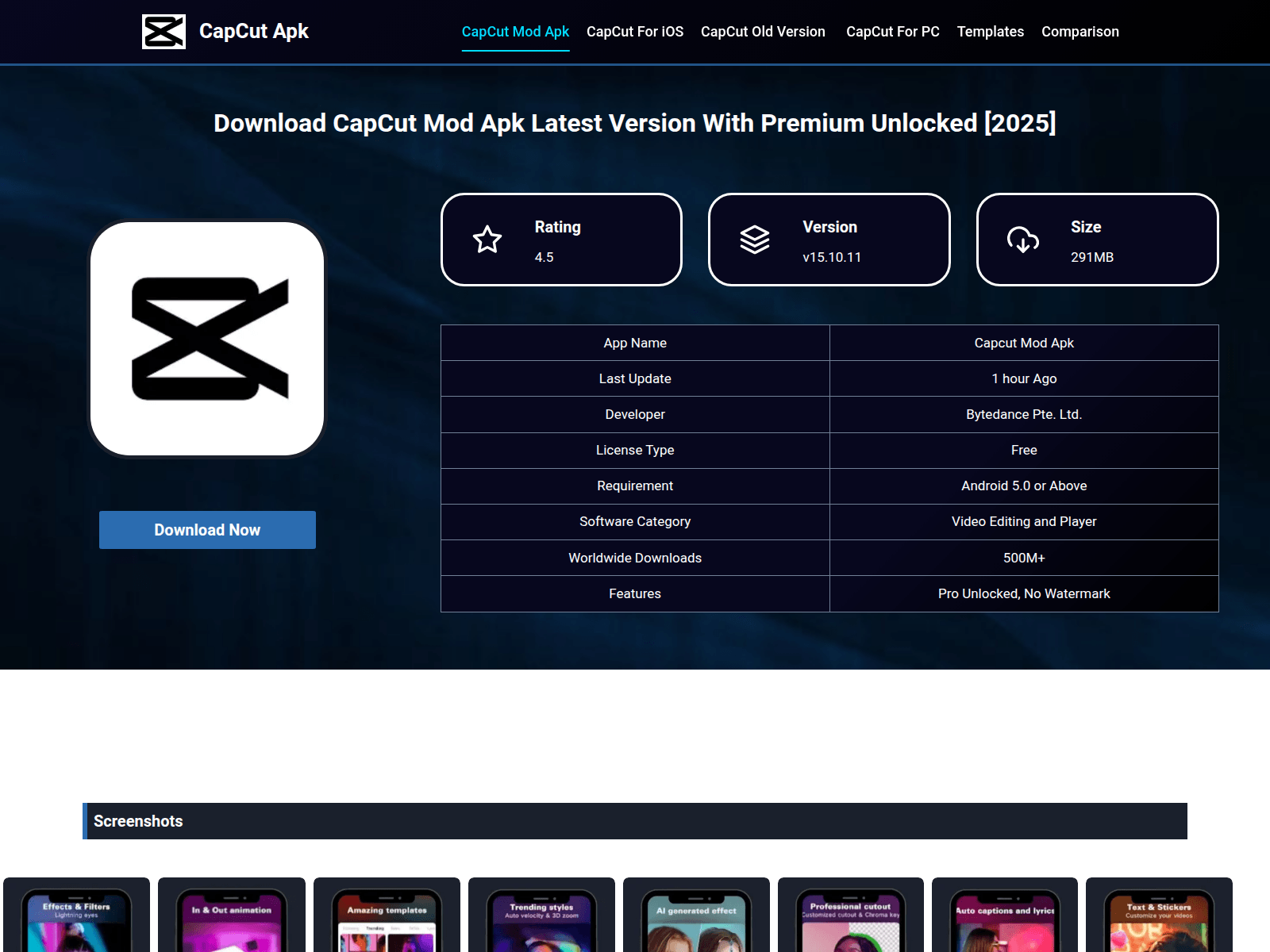 Screenshot of cepcutproapk.com