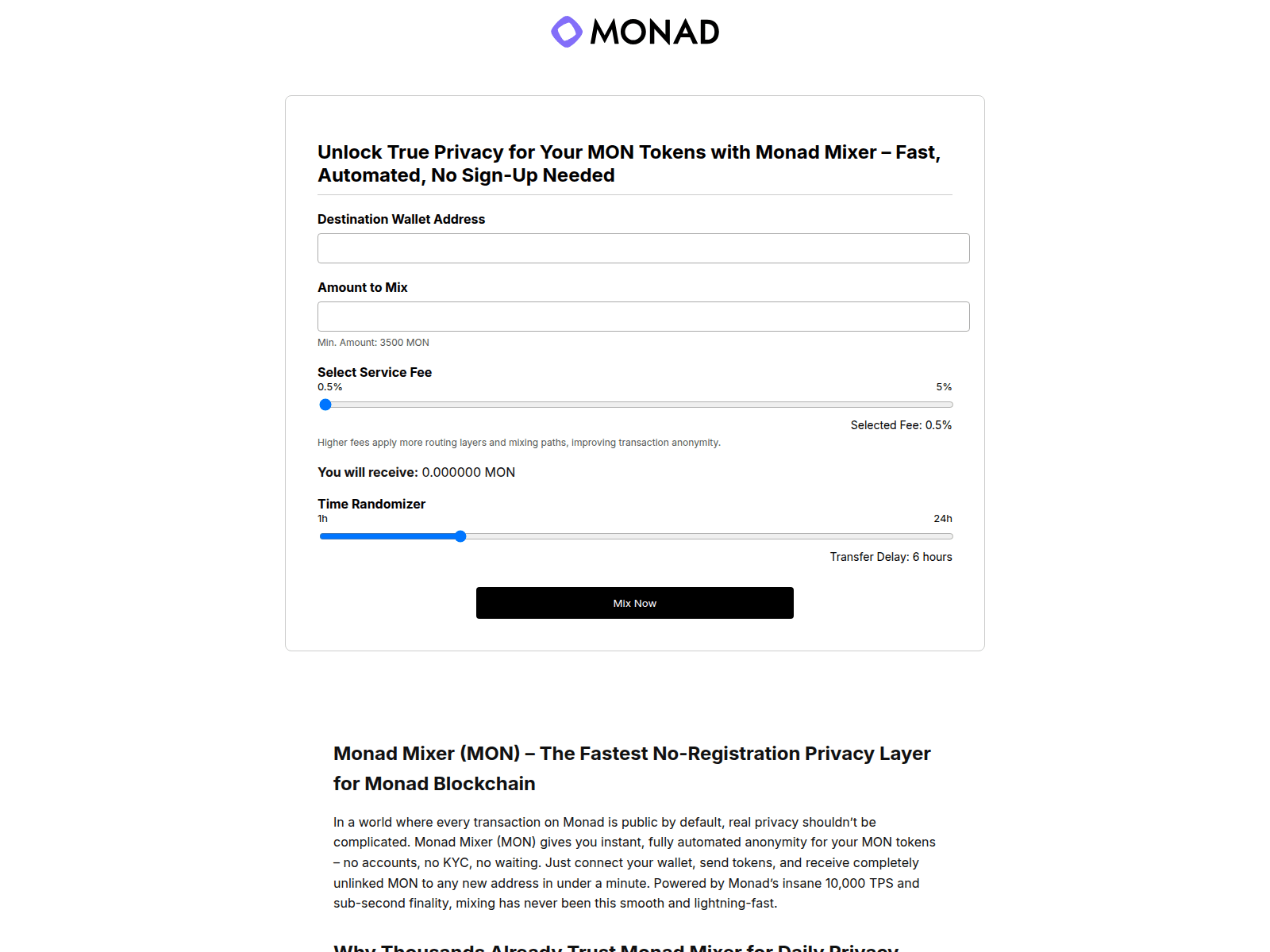 Screenshot of monad-mixer.com