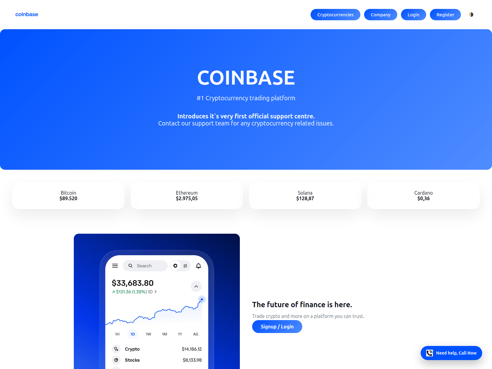 Screenshot of official-coinbase-help.com