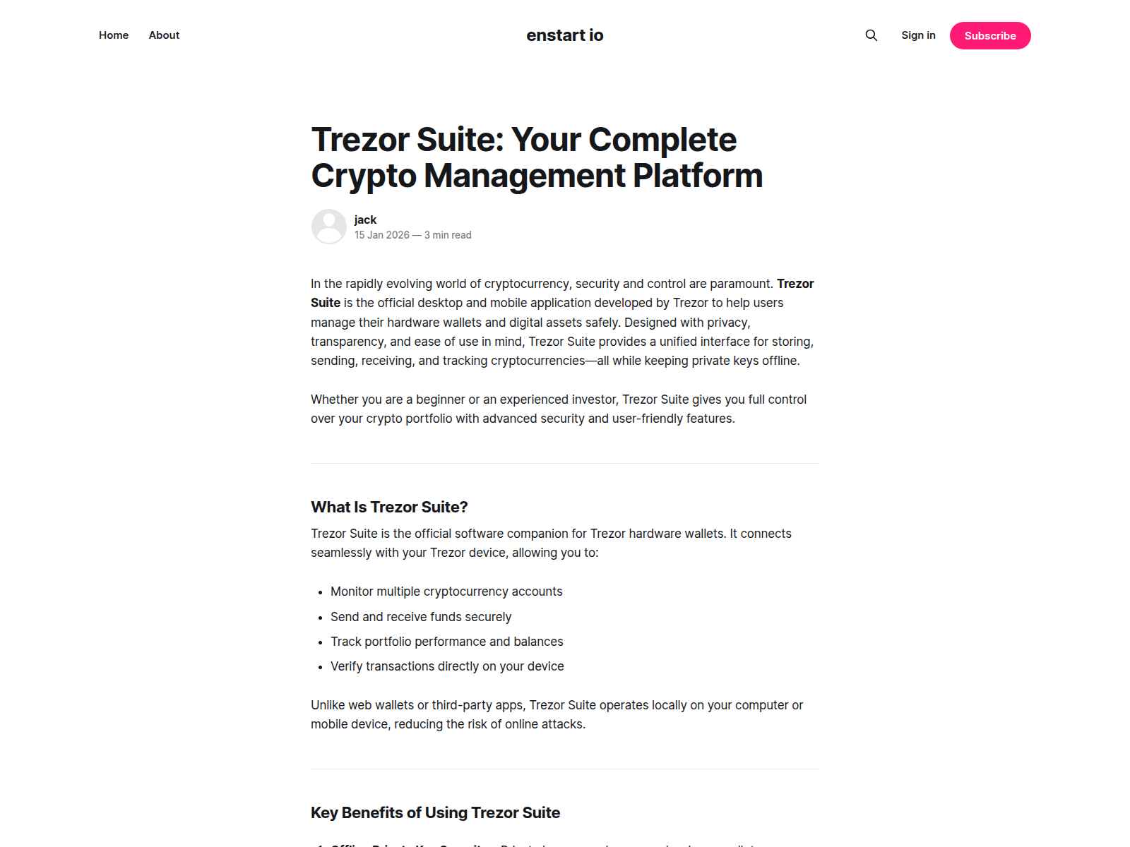 Screenshot of enstart-io.ghost.io/suite-en