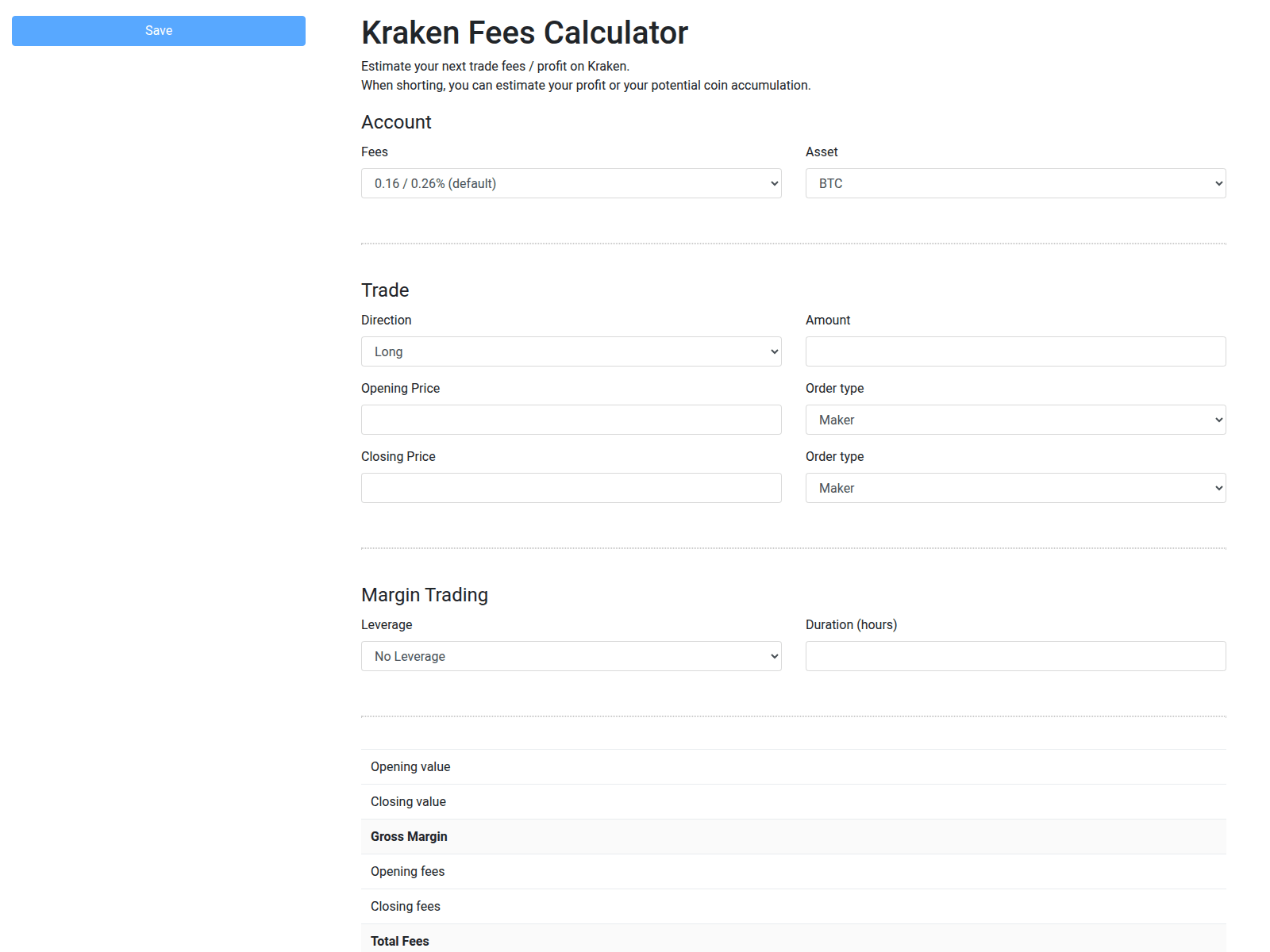 Screenshot of kraken-fees-calculator.github.io