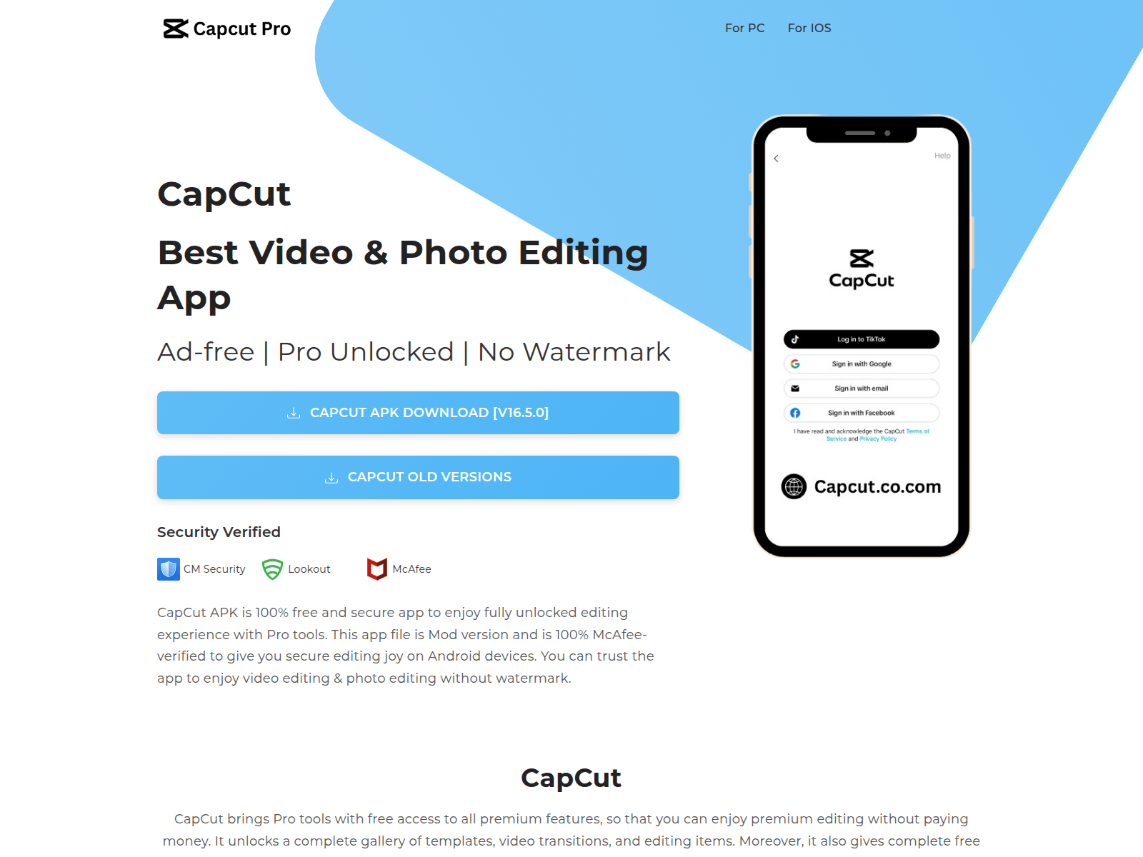 Screenshot of capcut.co.com