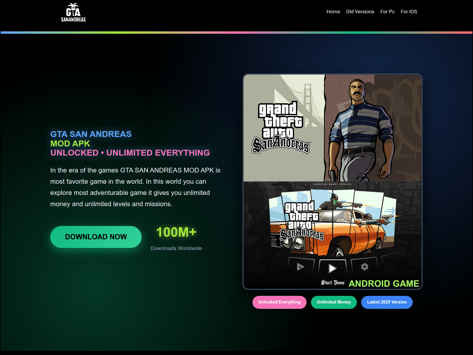 Screenshot of gtasanandreasmod.com