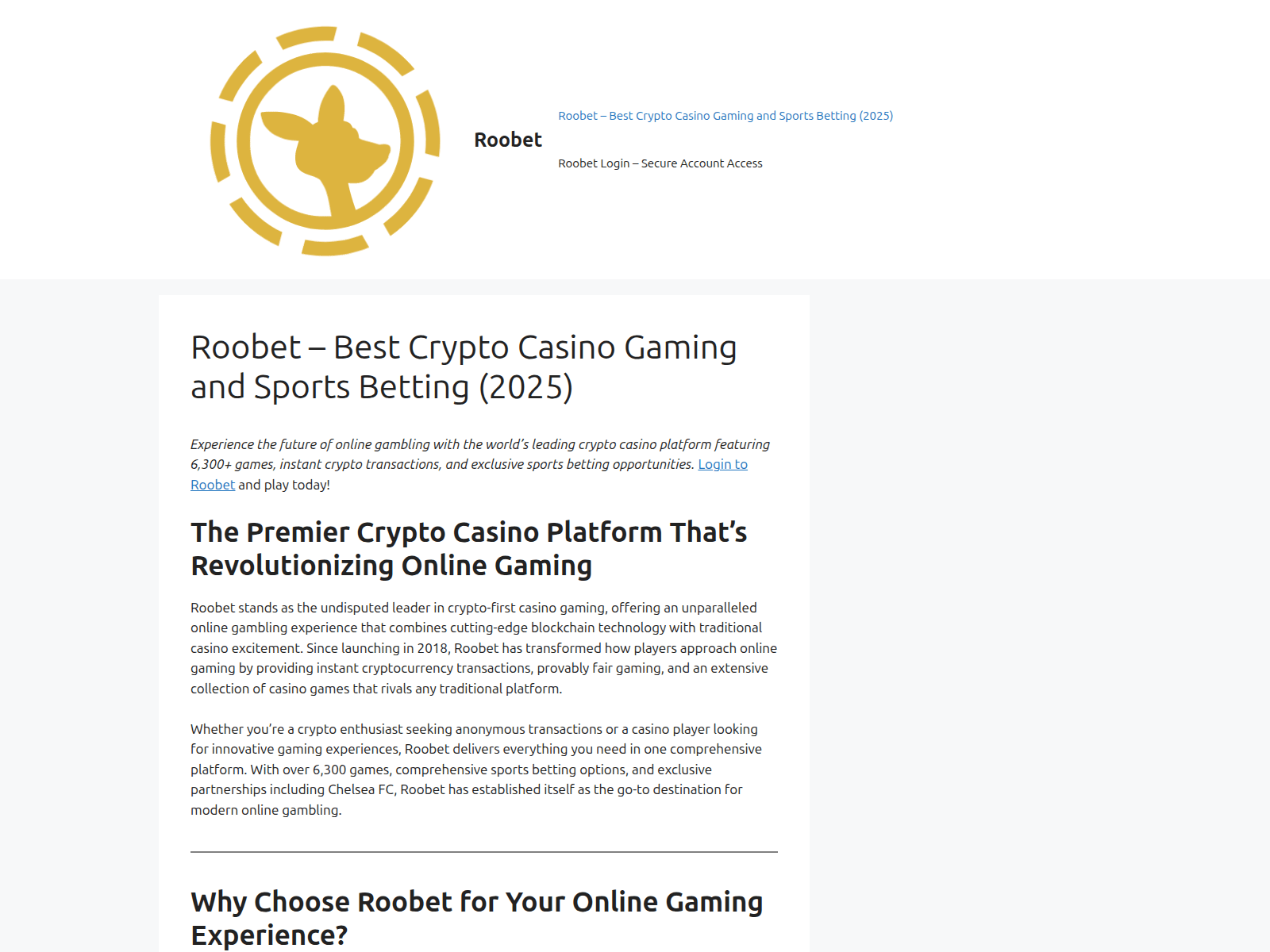 Screenshot of roobets.io