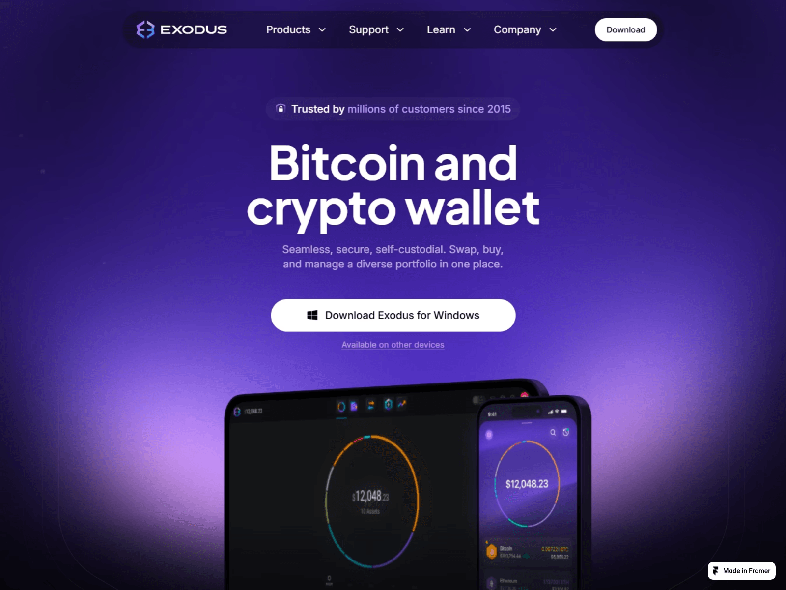 Screenshot of exodus-wallet-aap.framer.media