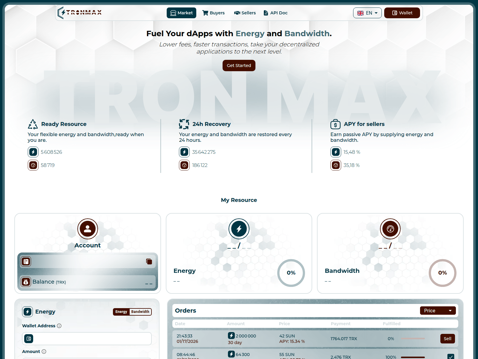 Screenshot of tronmax.io