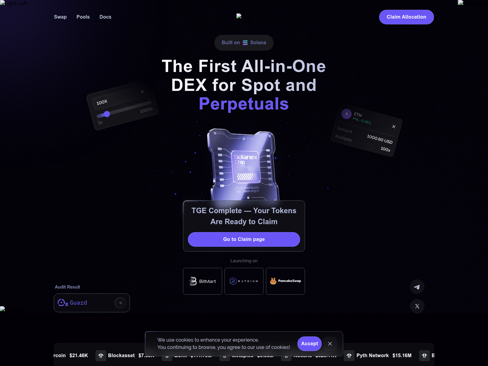 Screenshot of solanex.ai