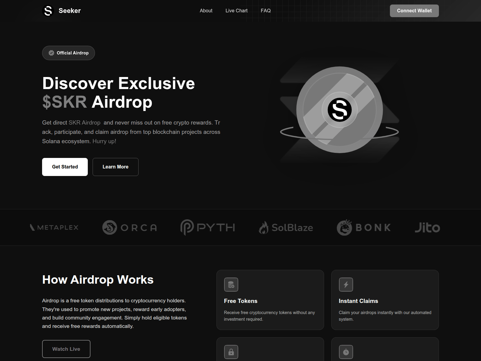 Screenshot of seekercoin.lol/claim