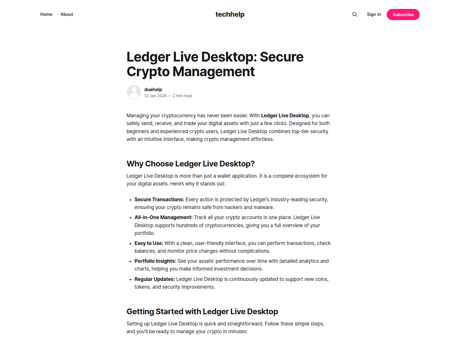 Screenshot of techhelpnow.ghost.io/en-desktop