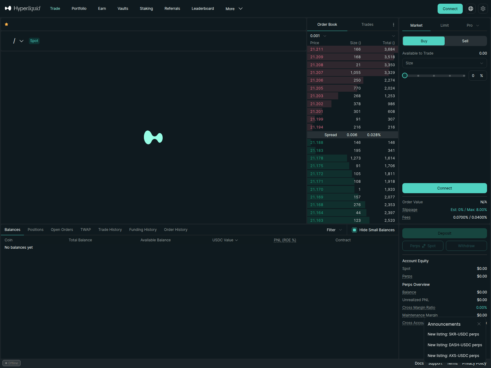 Screenshot of app.hyperliqiudex.xyz