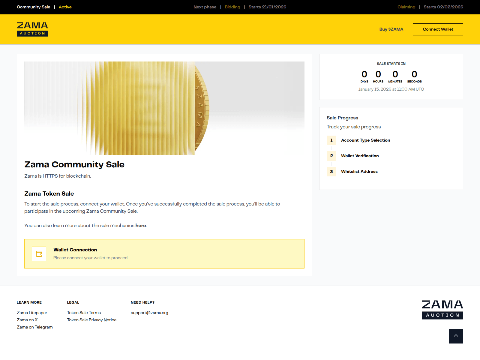 Screenshot of token.zamasale.org