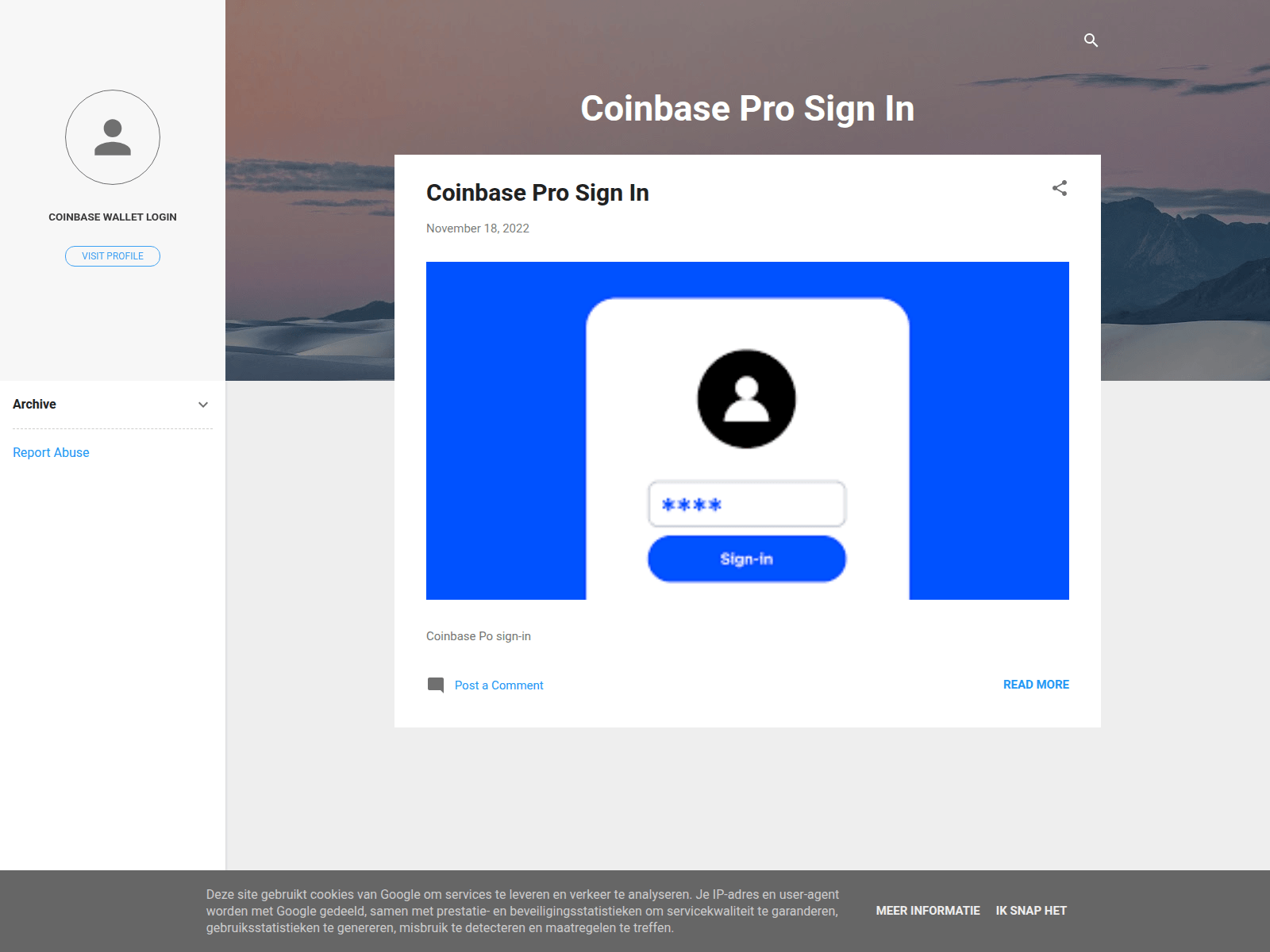 Screenshot of coinbase-pro-sign-ins.blogspot.be