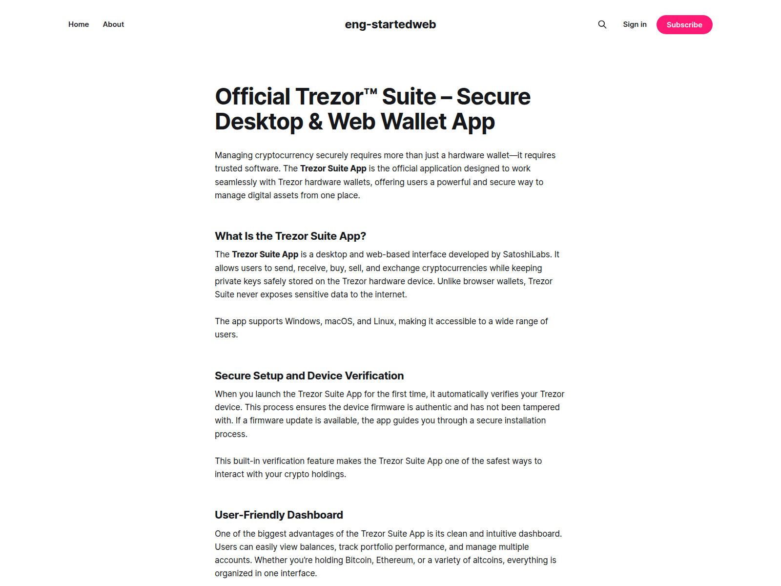 Screenshot of eng-startedweb.ghost.io/suite-apps