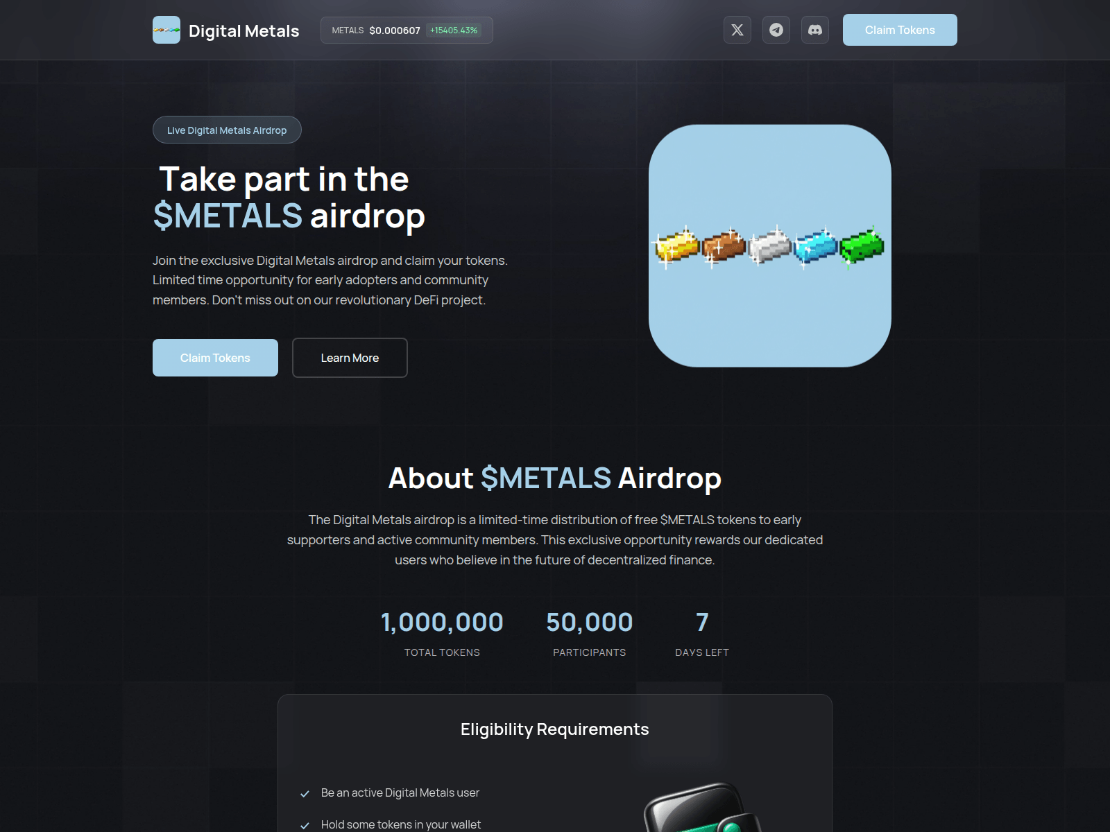 Screenshot of register-metals.fun