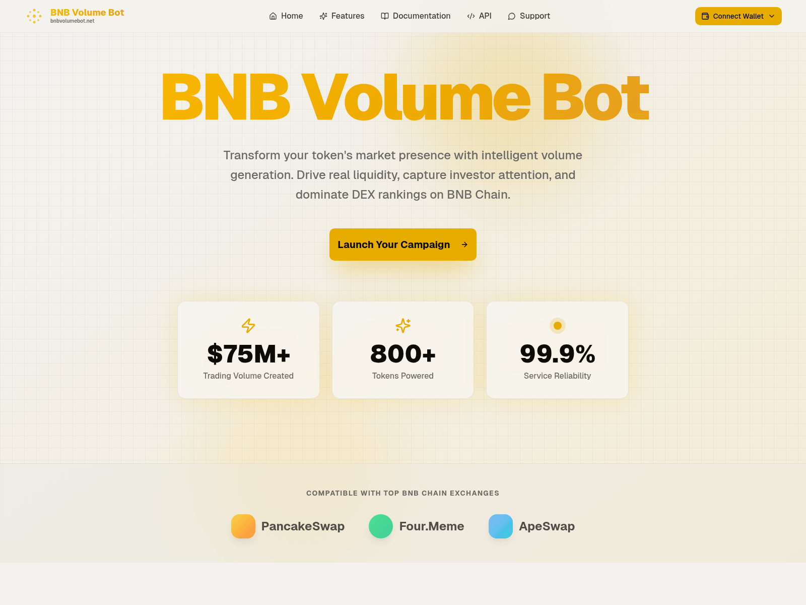 Screenshot of www.bnbvolumebot.net