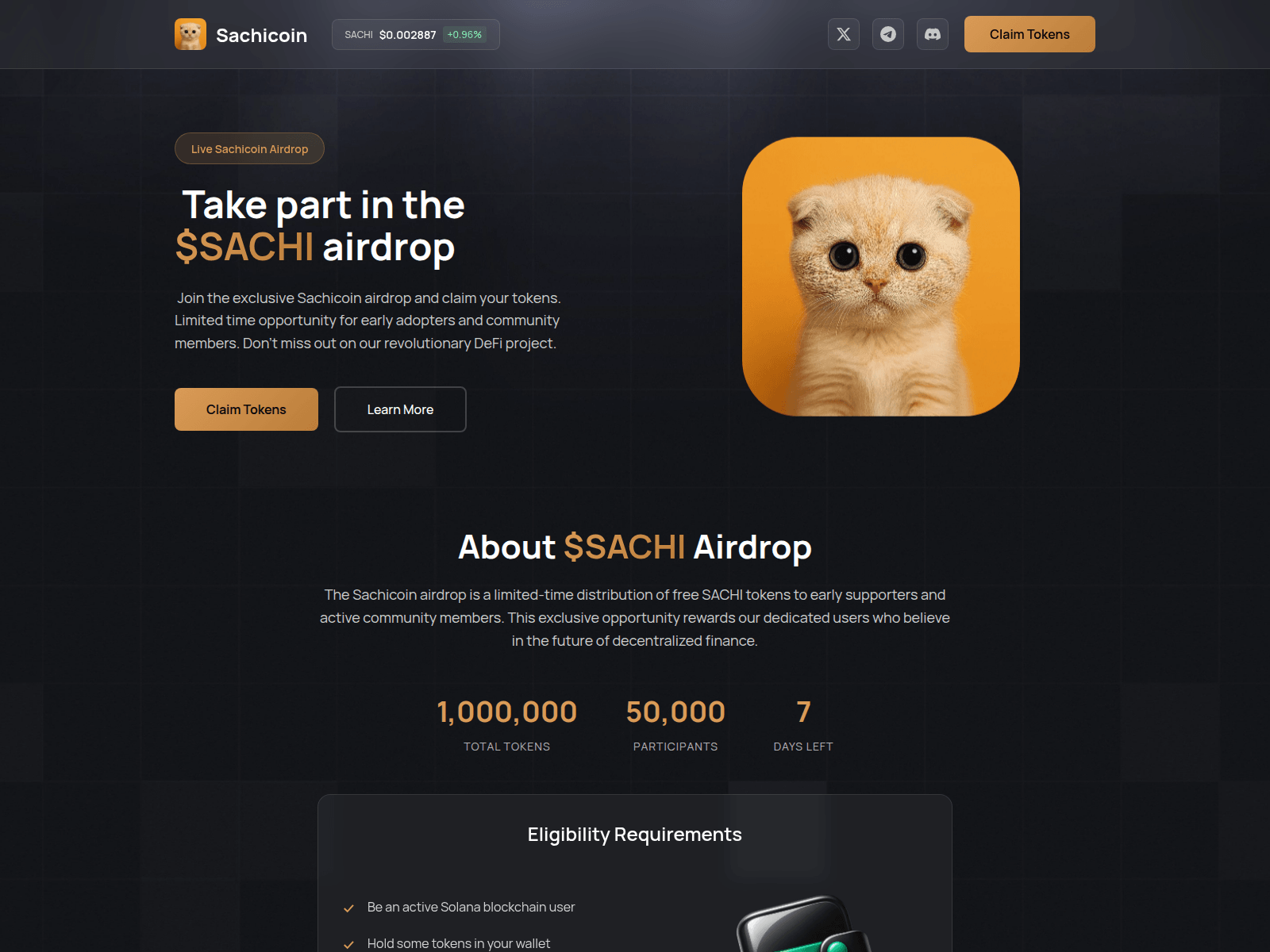 Screenshot of sachidrop.xyz