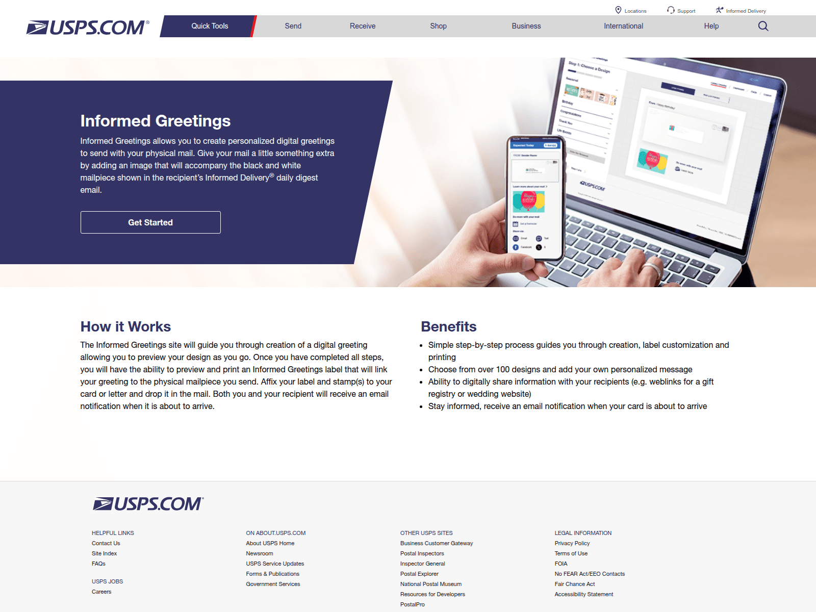 Screenshot of usit.informedgreetings.com