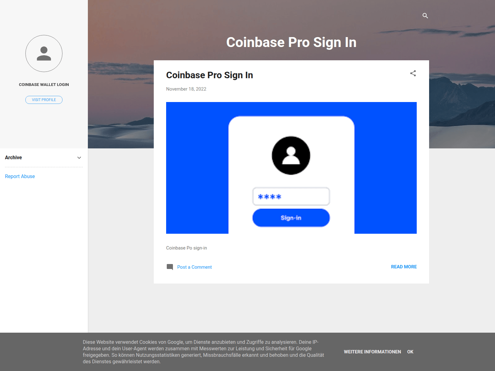 Screenshot of coinbase-pro-sign-ins.blogspot.cl