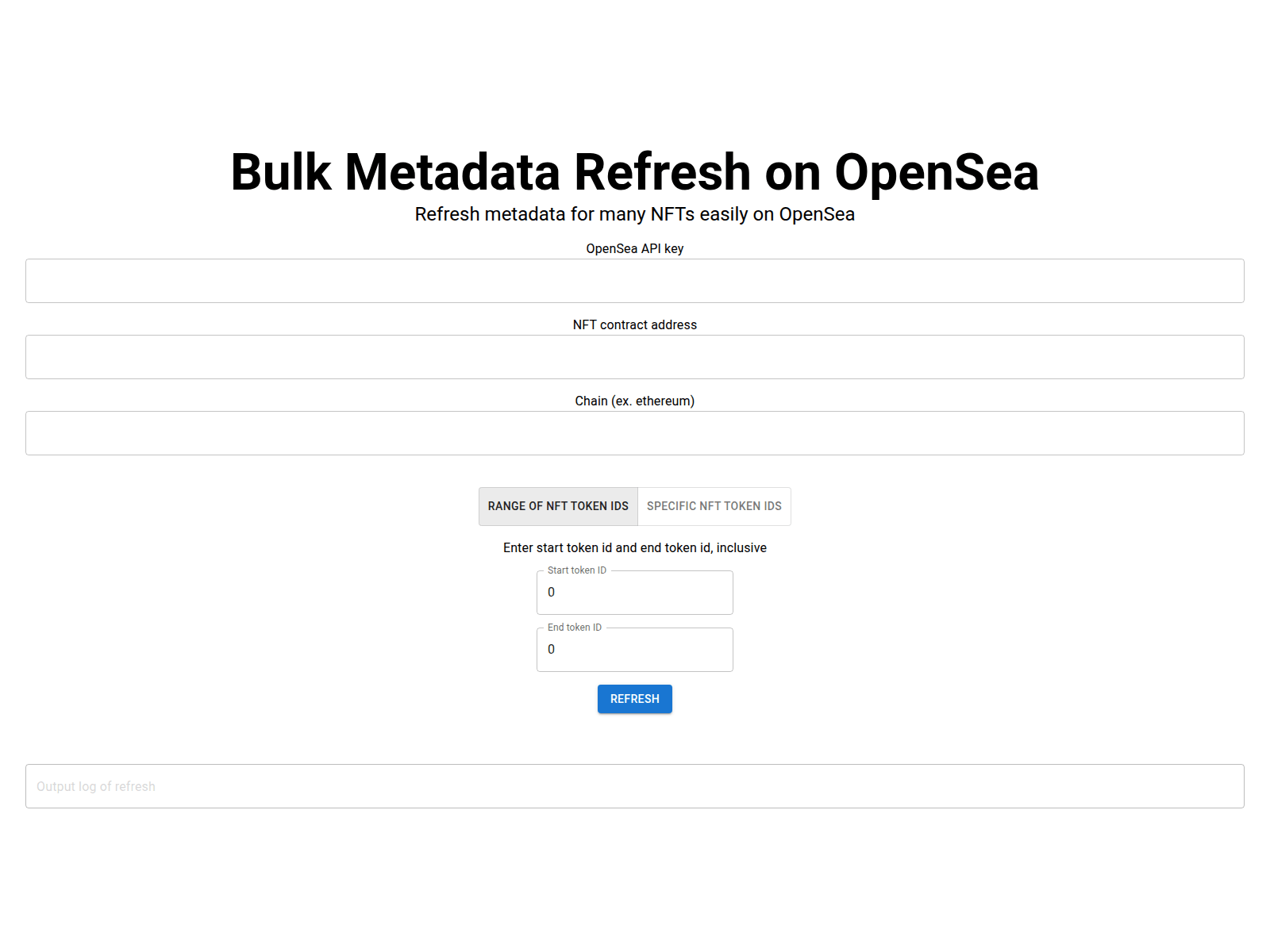 Screenshot of bulk-metadata-refresh-opensea.vercel.app