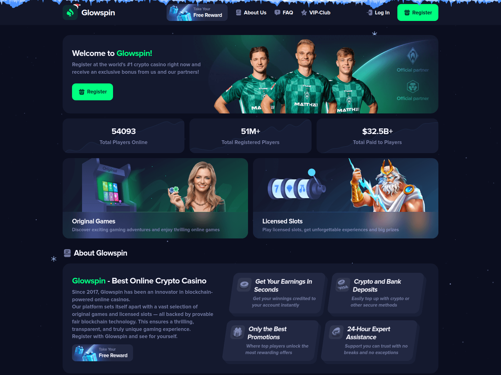 Screenshot of glowspin.live