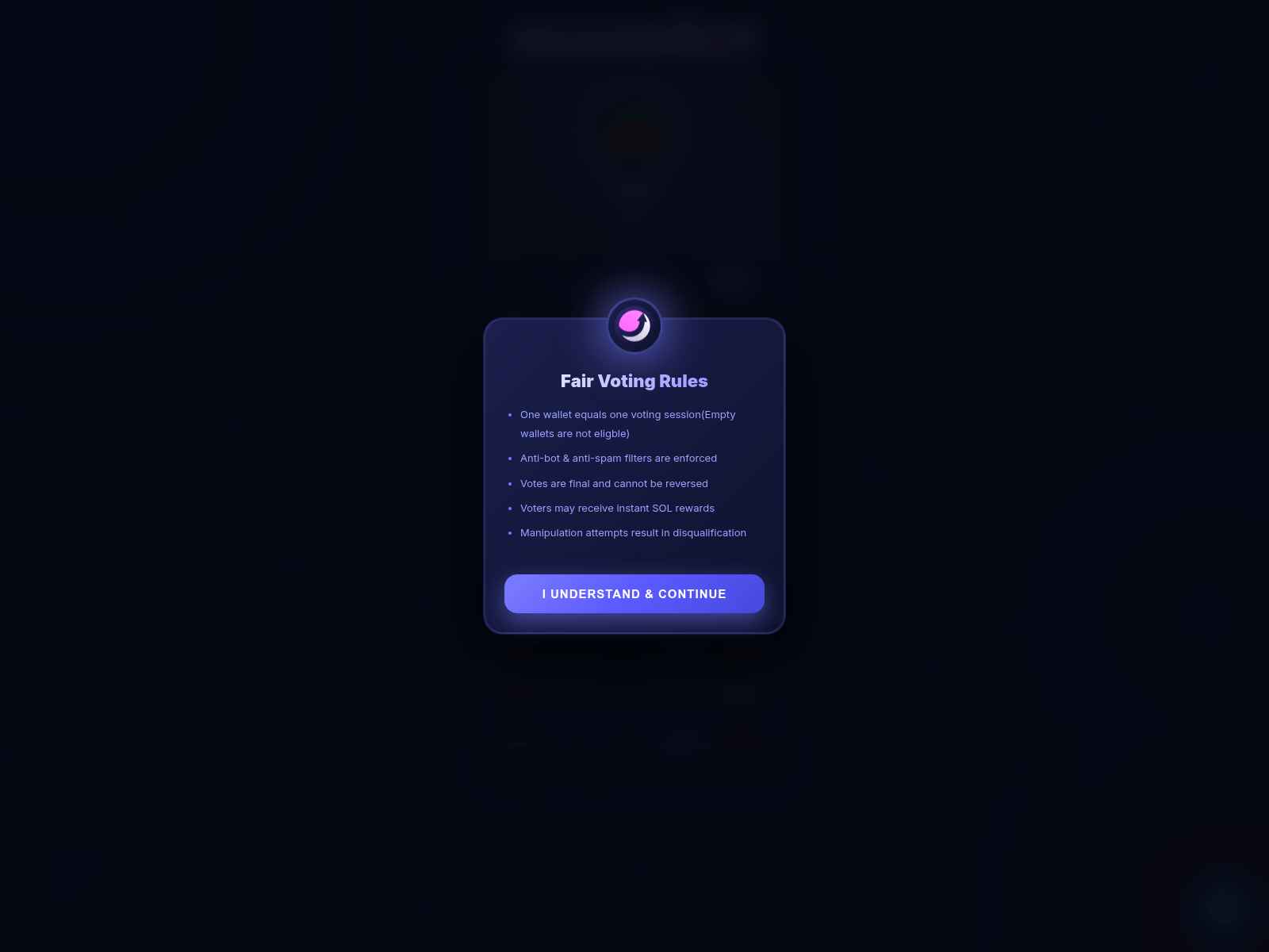 Screenshot of moonshotvotes.xyz