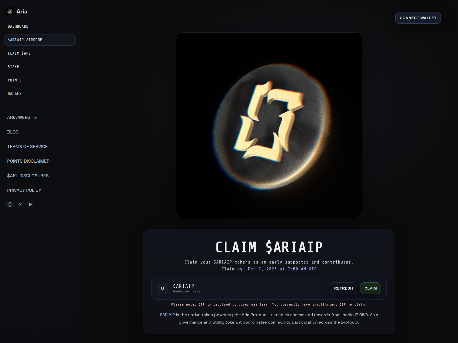 Forensic screenshot of www.ariaprotocol.info