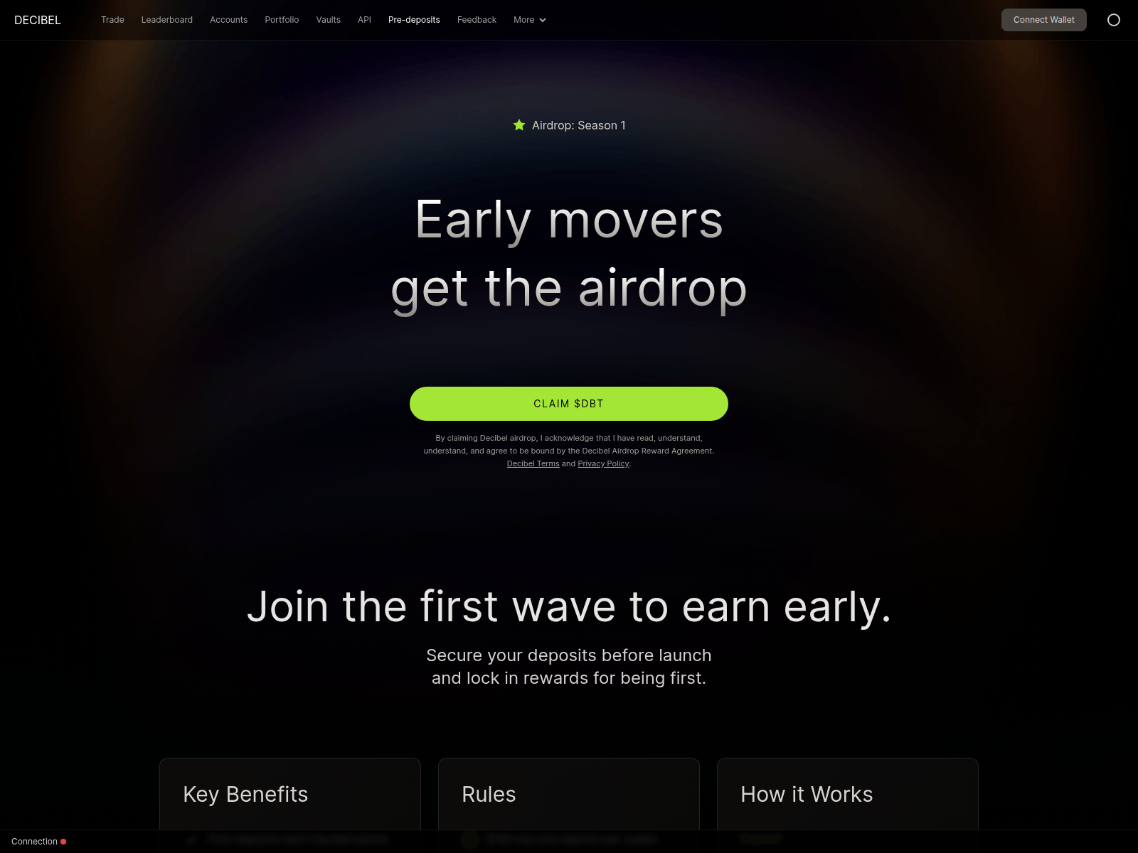 Screenshot of decibel-claim.top
