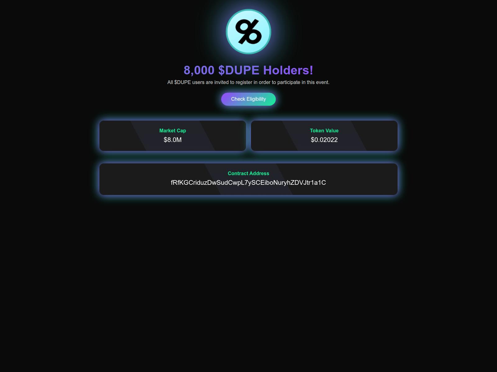 Screenshot of dupeonsol.com