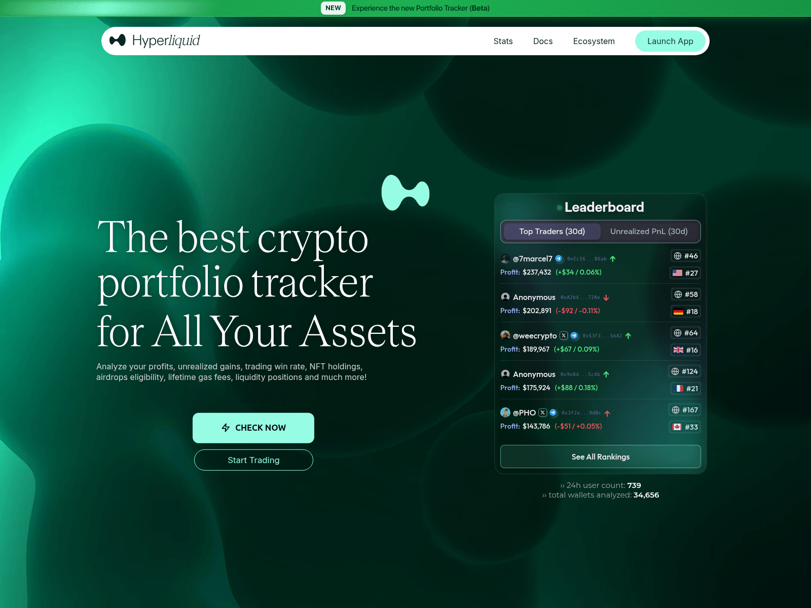 Screenshot of hyperliquidfilter.xyz