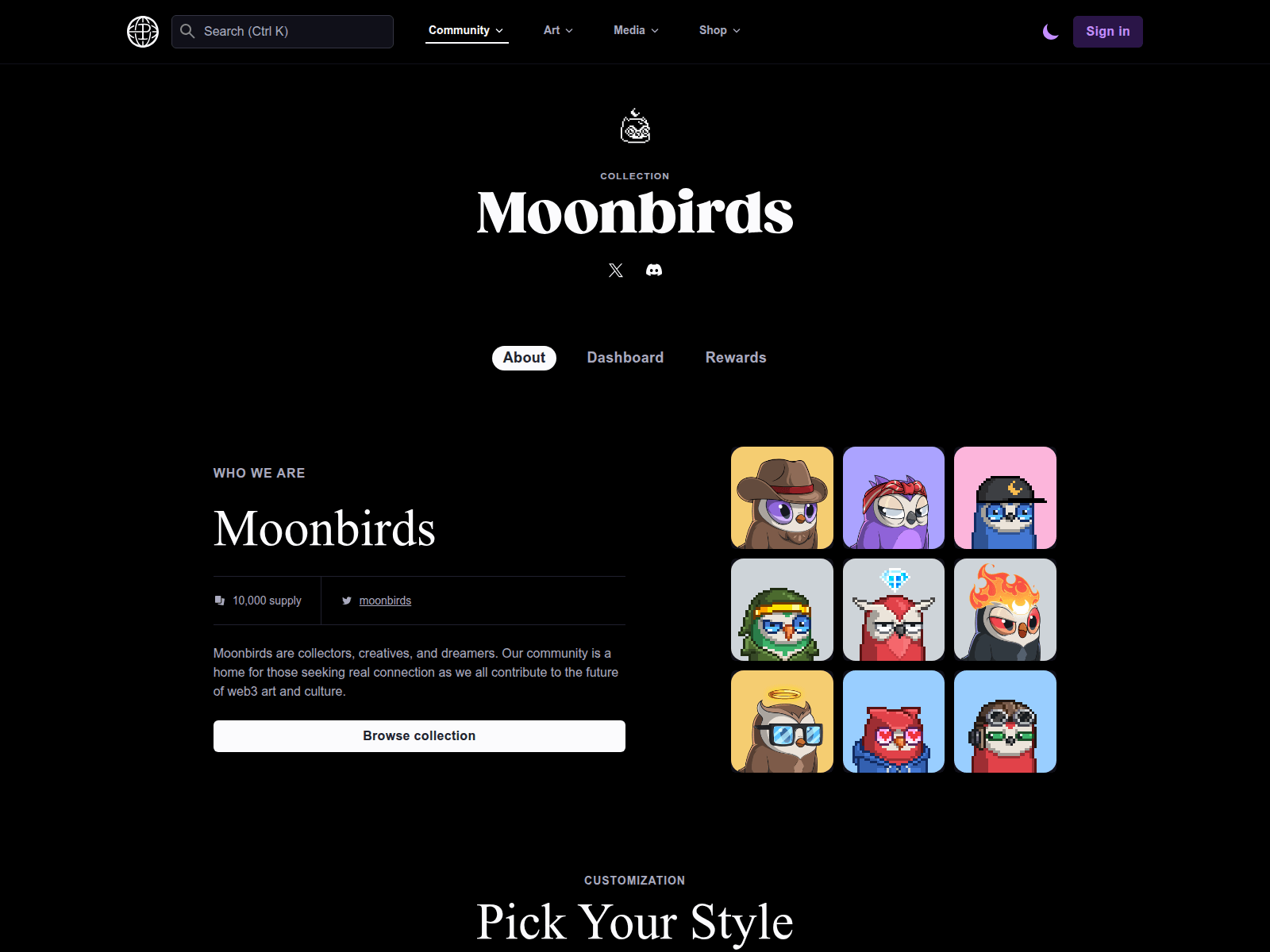 Screenshot of moonbird.run
