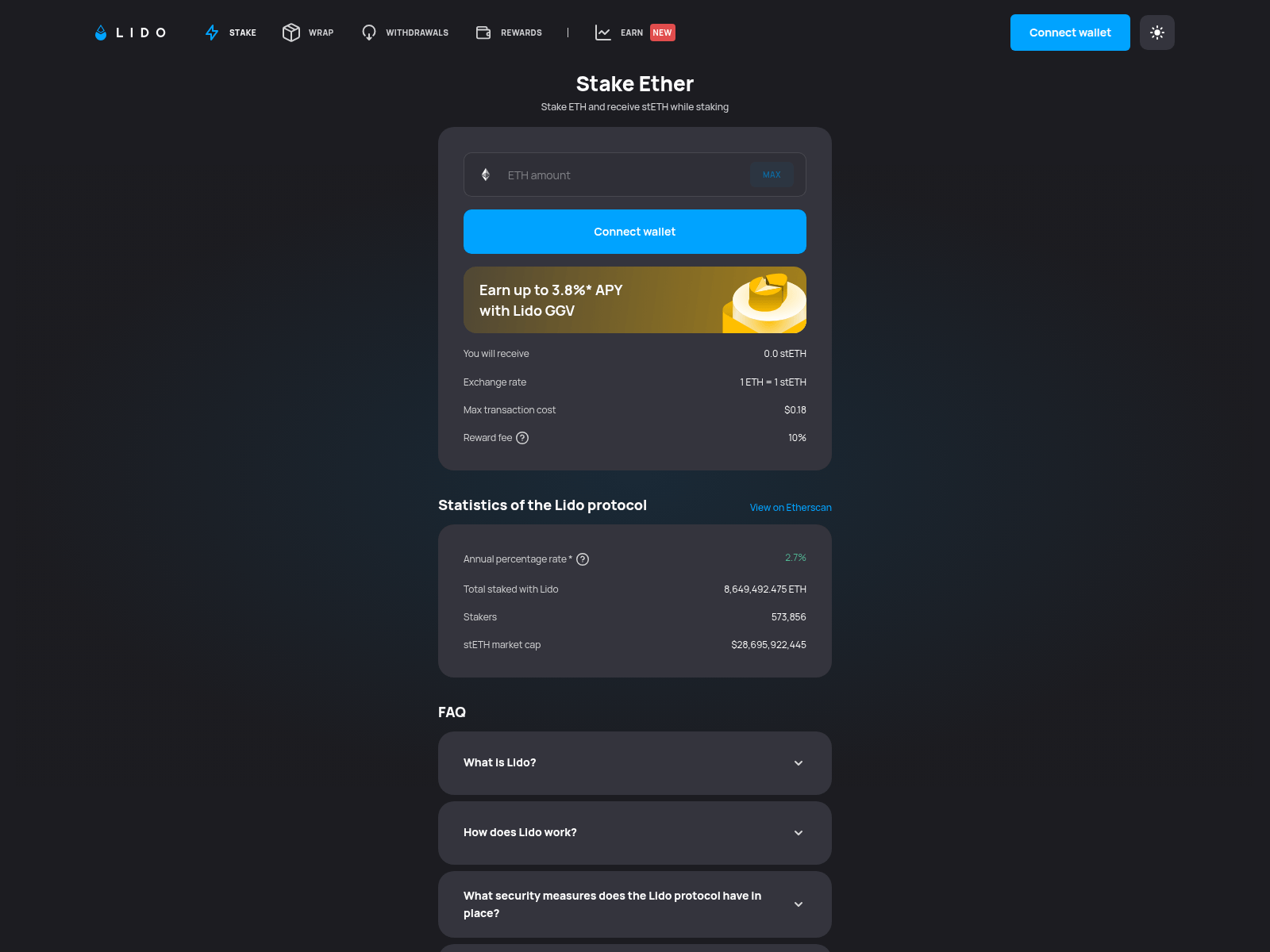 Screenshot of staking.lat