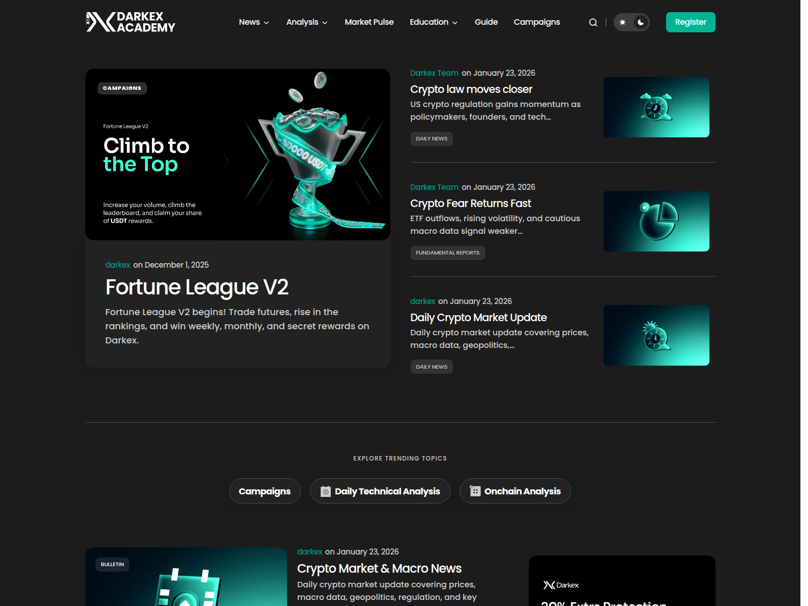 Screenshot of academy.darkex.com