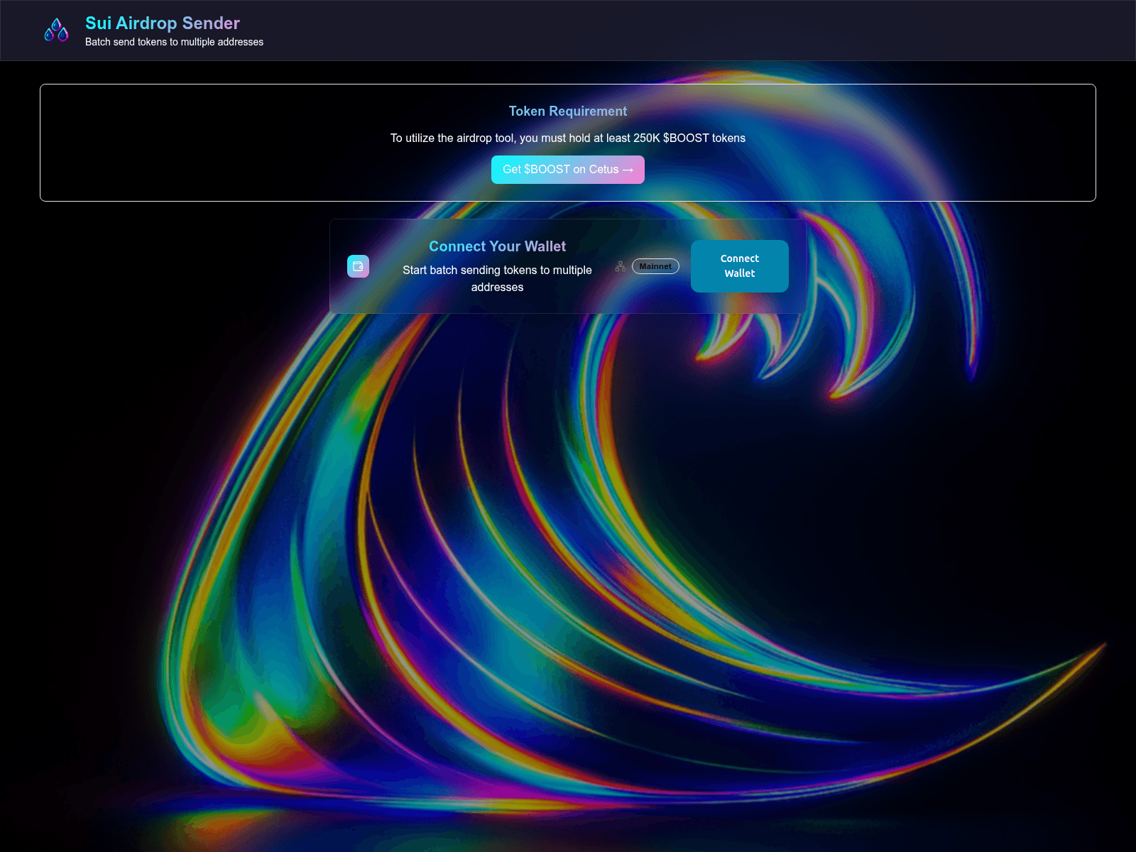 Screenshot of airdrops.suiboosterdao.com