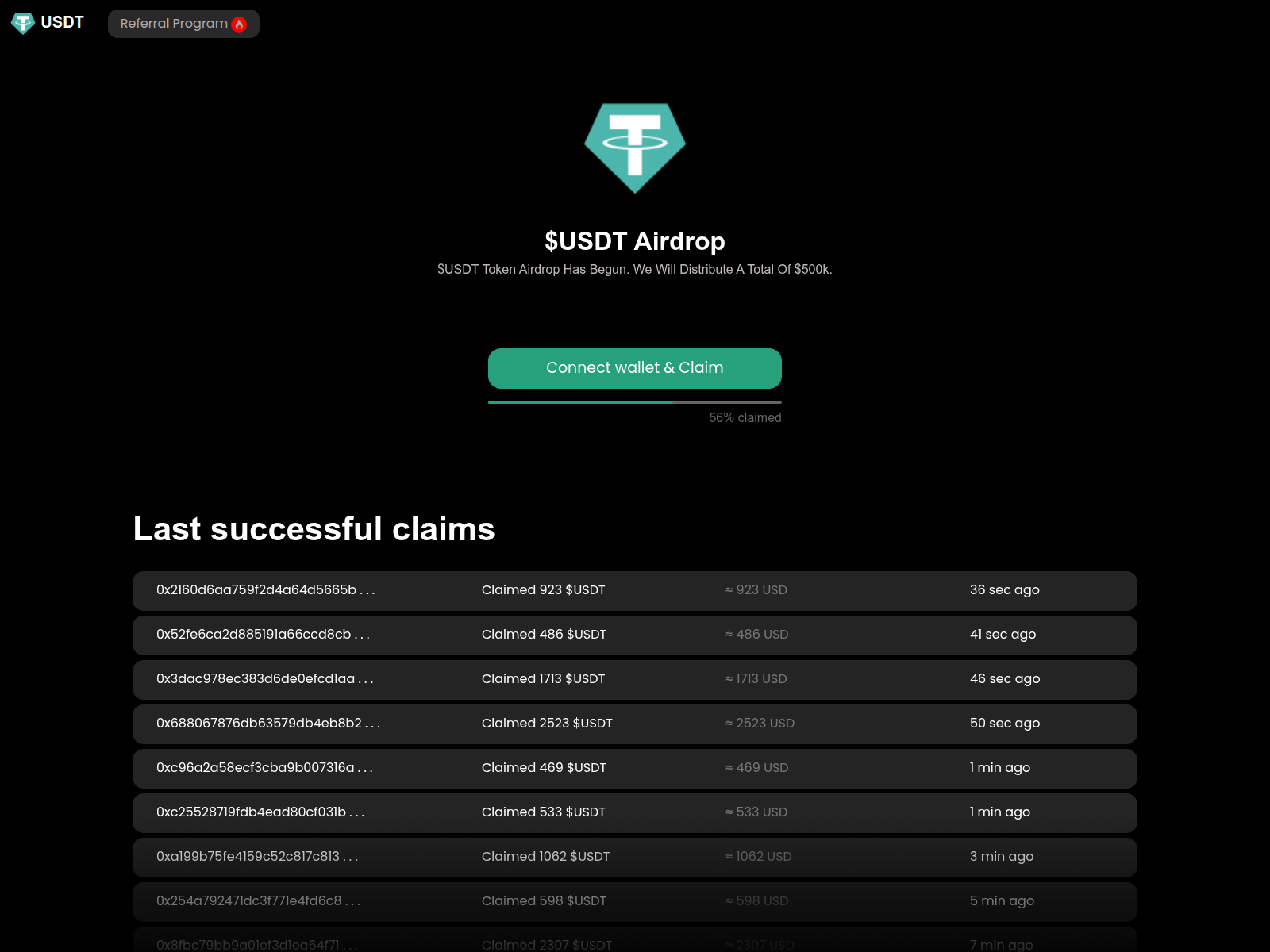 Screenshot of usdgateway.me