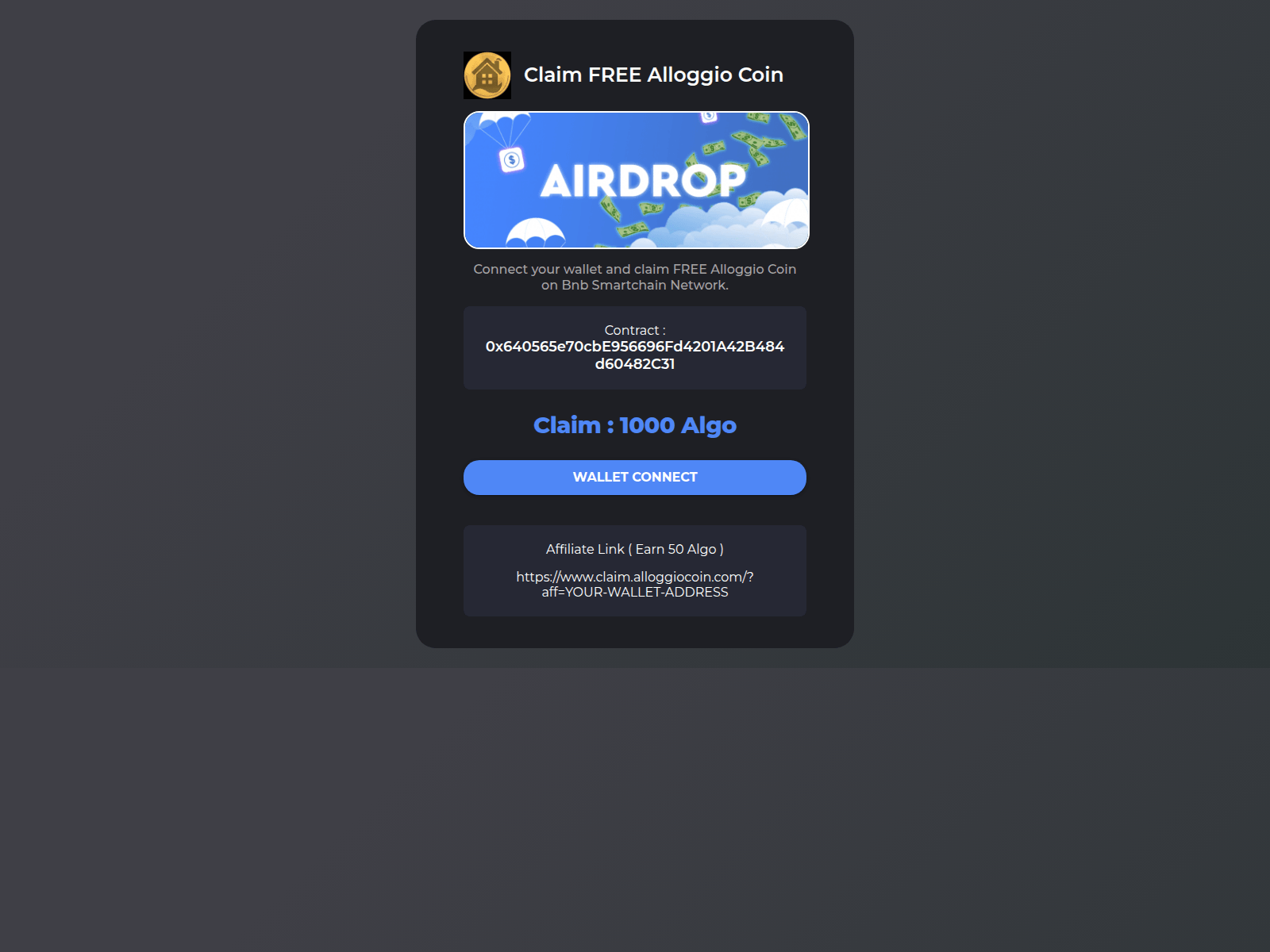 Screenshot of www.claim.alloggiocoin.com