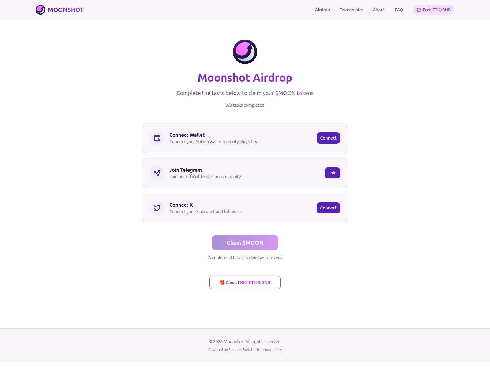 Screenshot of www.claimmoonshot.space