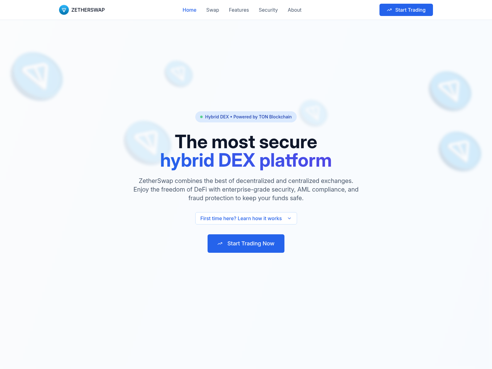 Screenshot of zetherswap.com