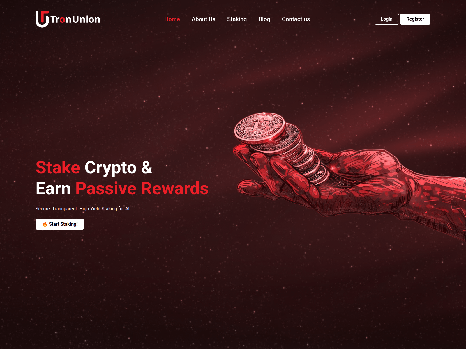 Screenshot of tronunion.binecrypto.com