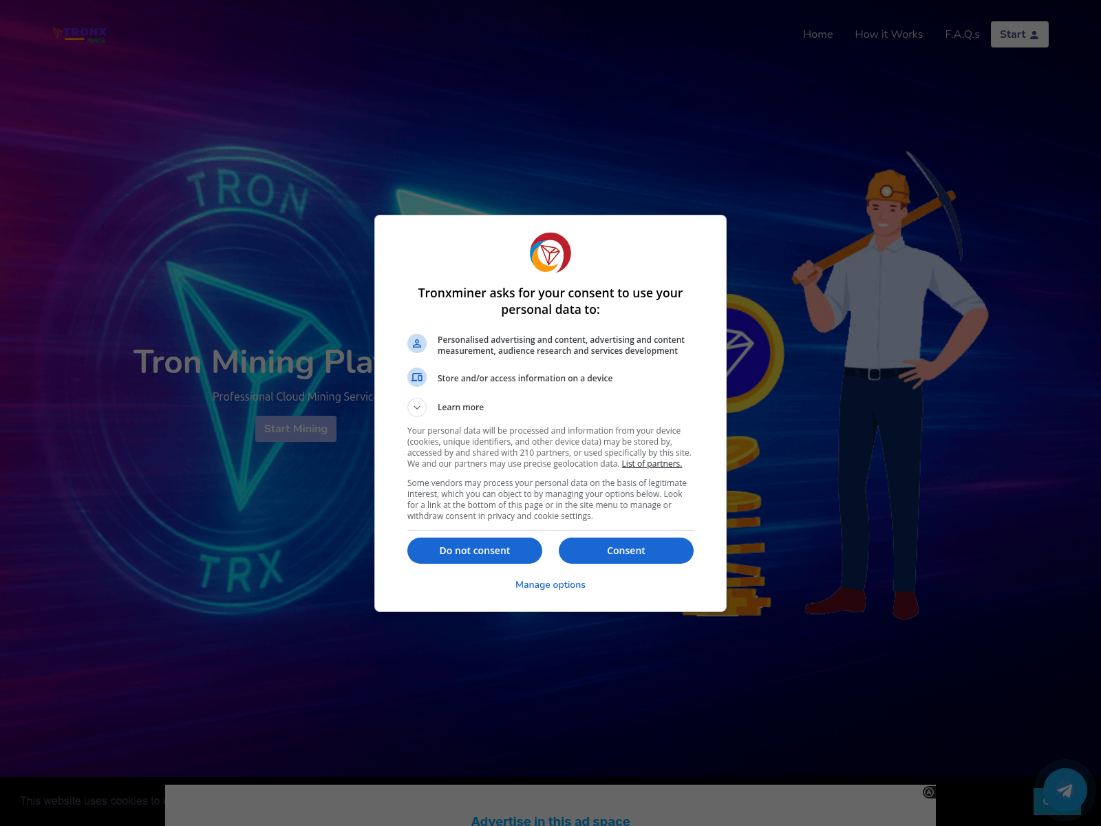 Screenshot of tronxminer.com