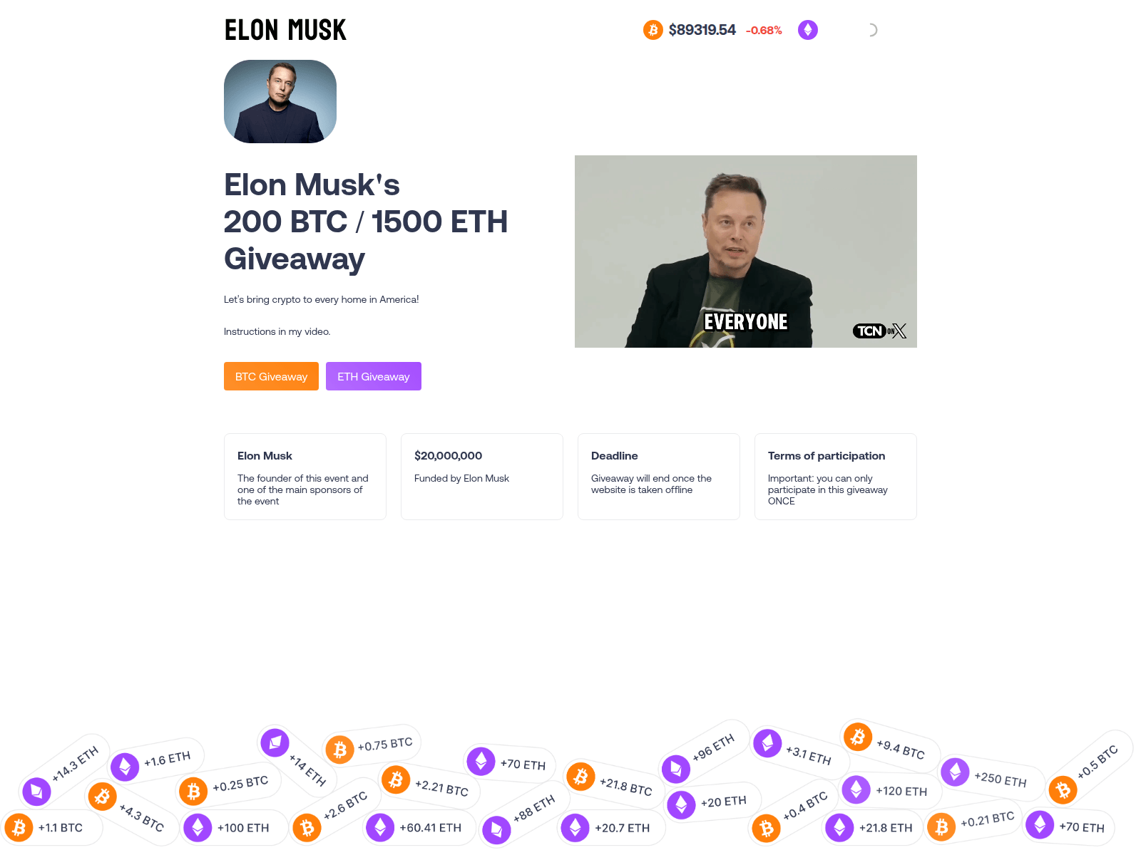 Screenshot of elon2025chaingiveaway.online