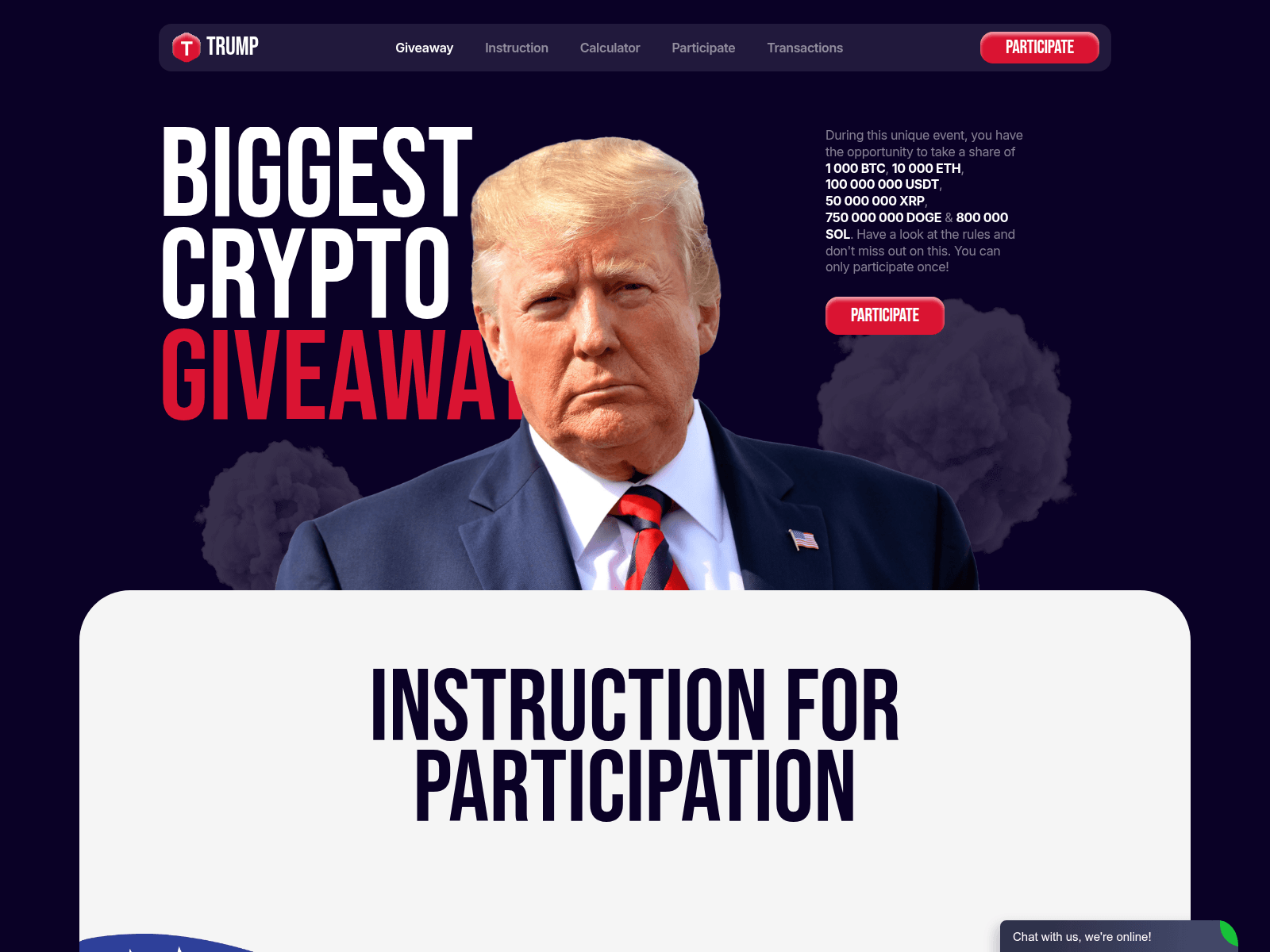Screenshot of trumpbtc.live