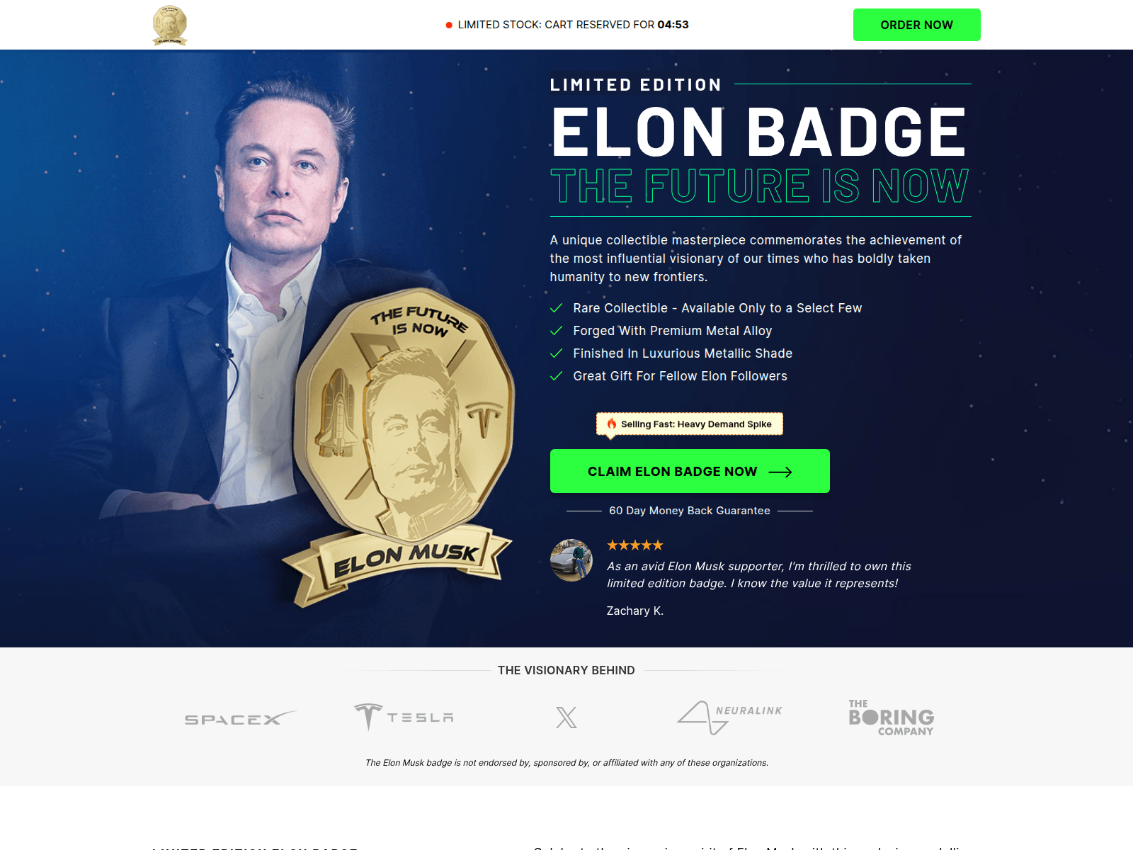 Screenshot of billionairebadges.com