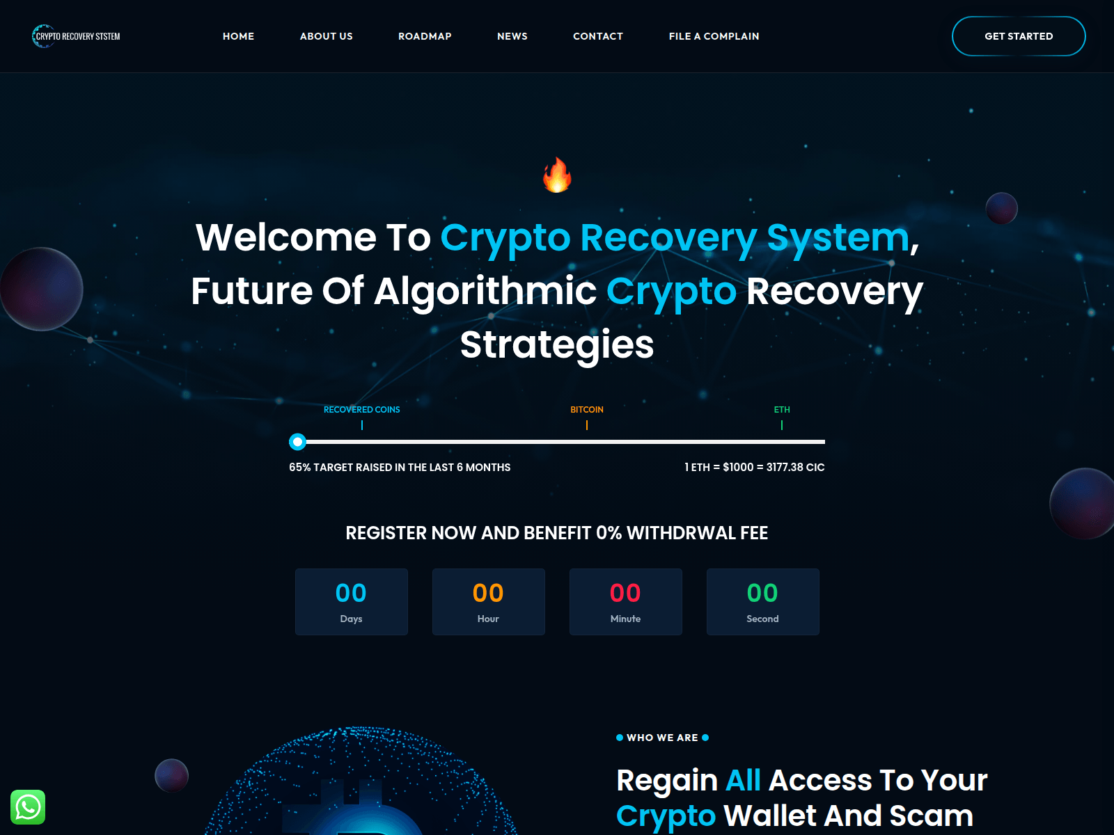 Screenshot of cryptorecoverysystem.com