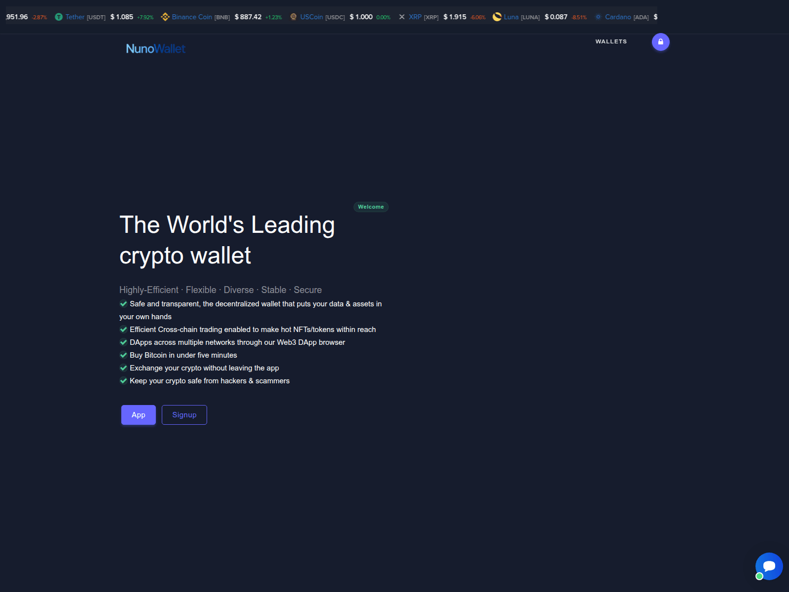 Screenshot of nunowallet.org