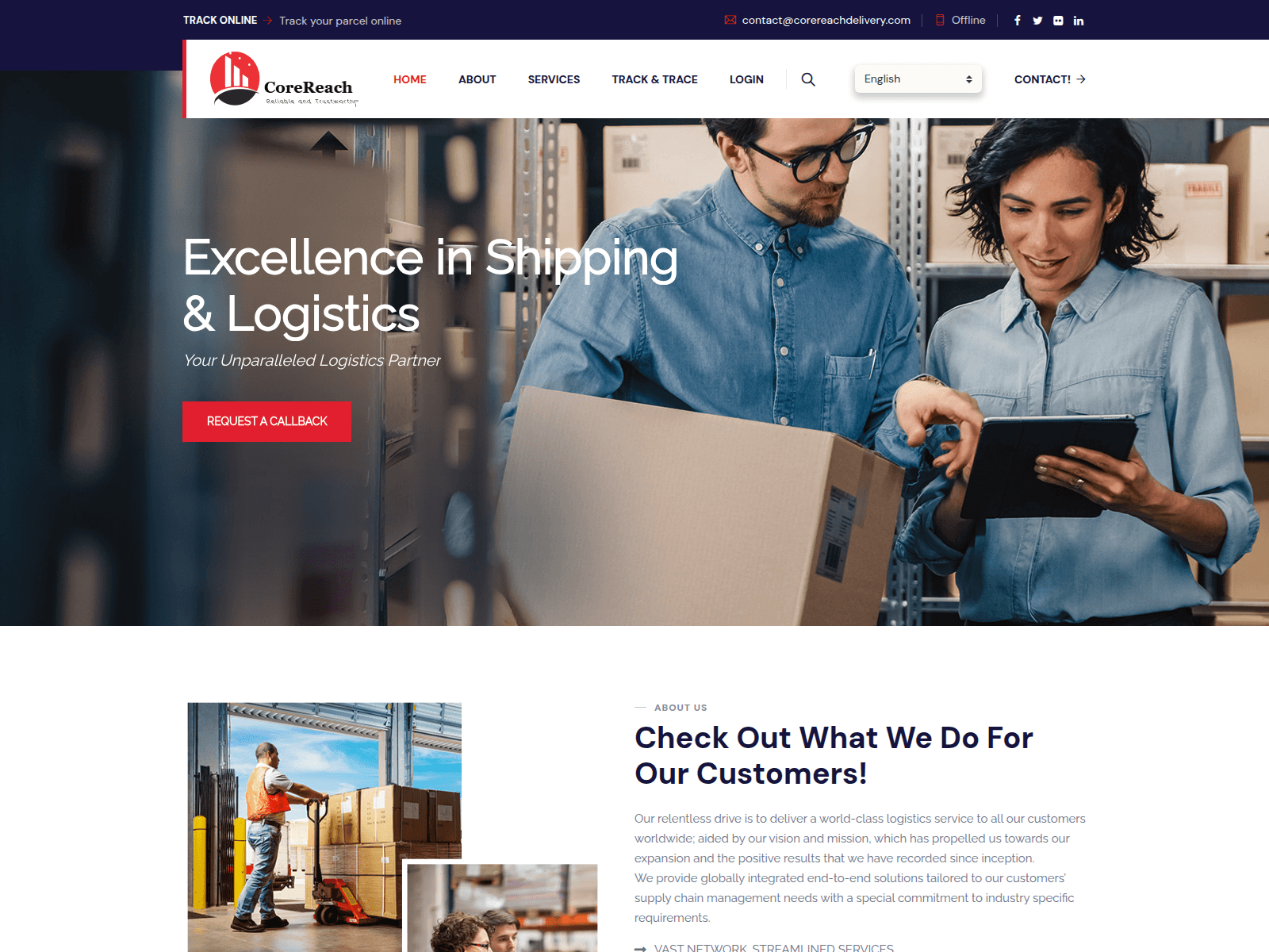 Screenshot of corereachdelivery.com