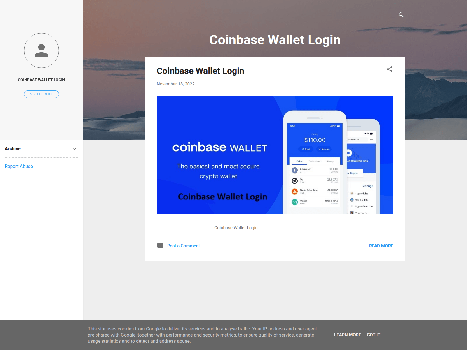 Screenshot of coinbase-wallet-login-to.blogspot.mx