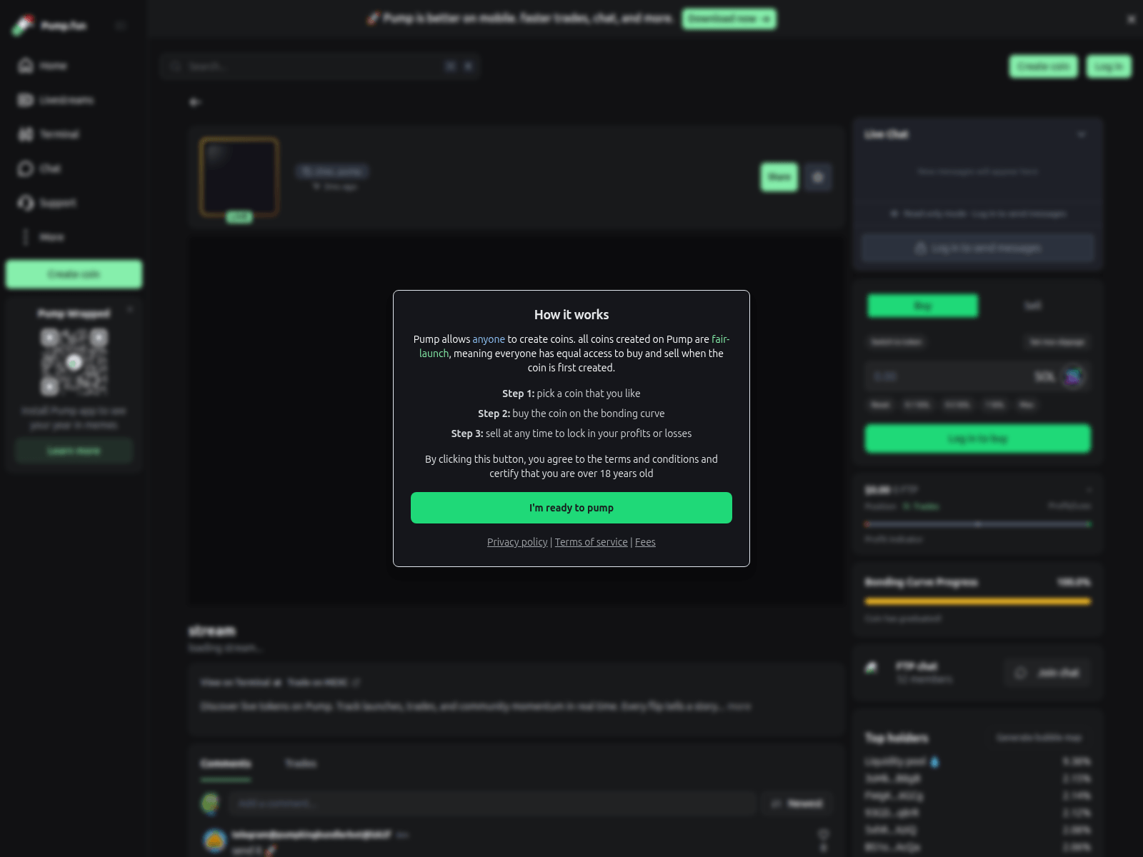 Screenshot of pump.fun-ca.stream