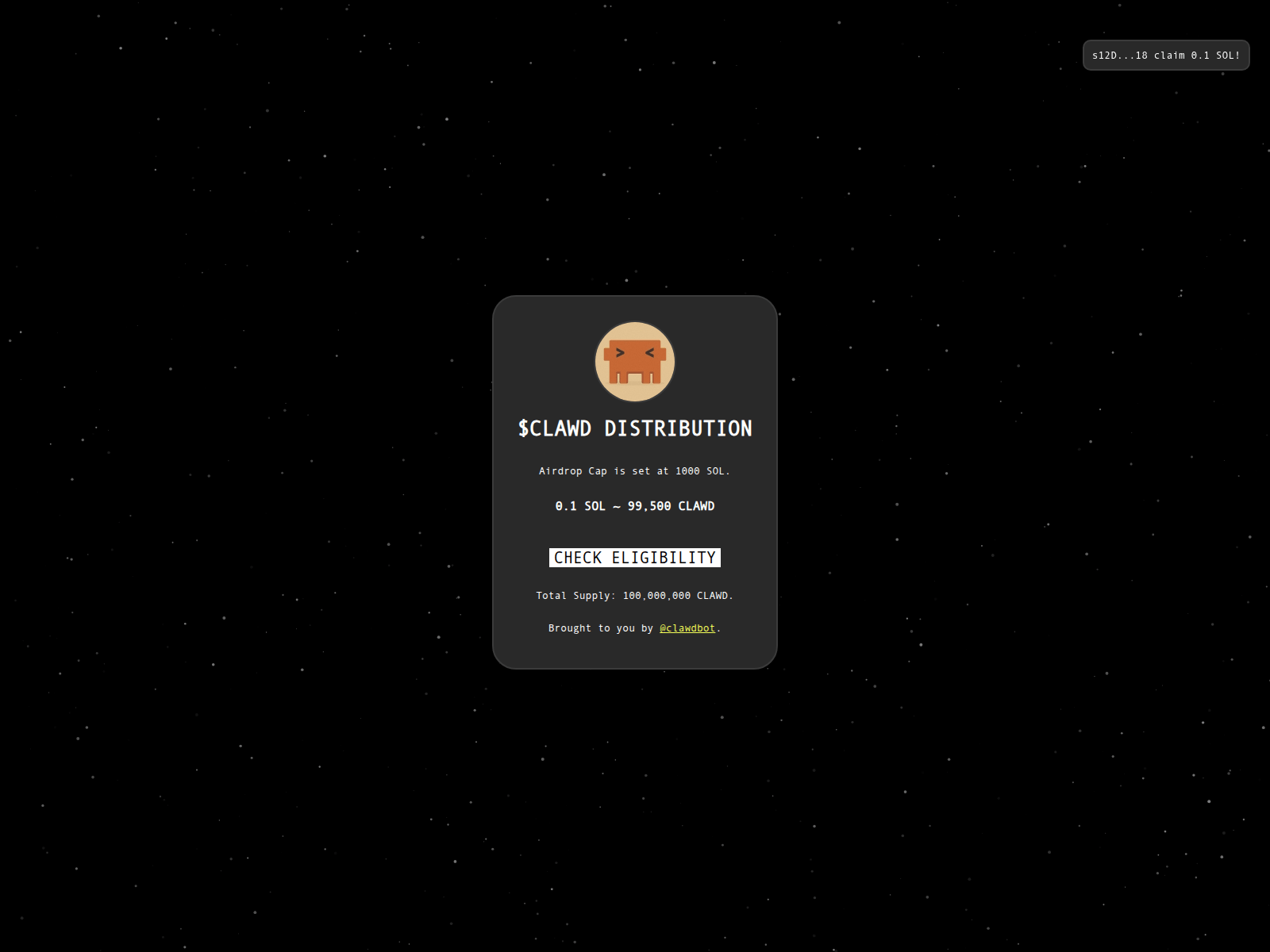 Screenshot of clawd-allocation.xyz