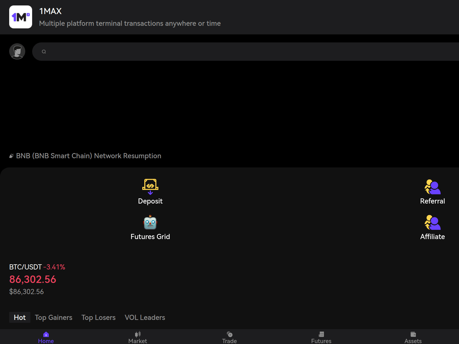 Screenshot of m.1max.com/en_us
